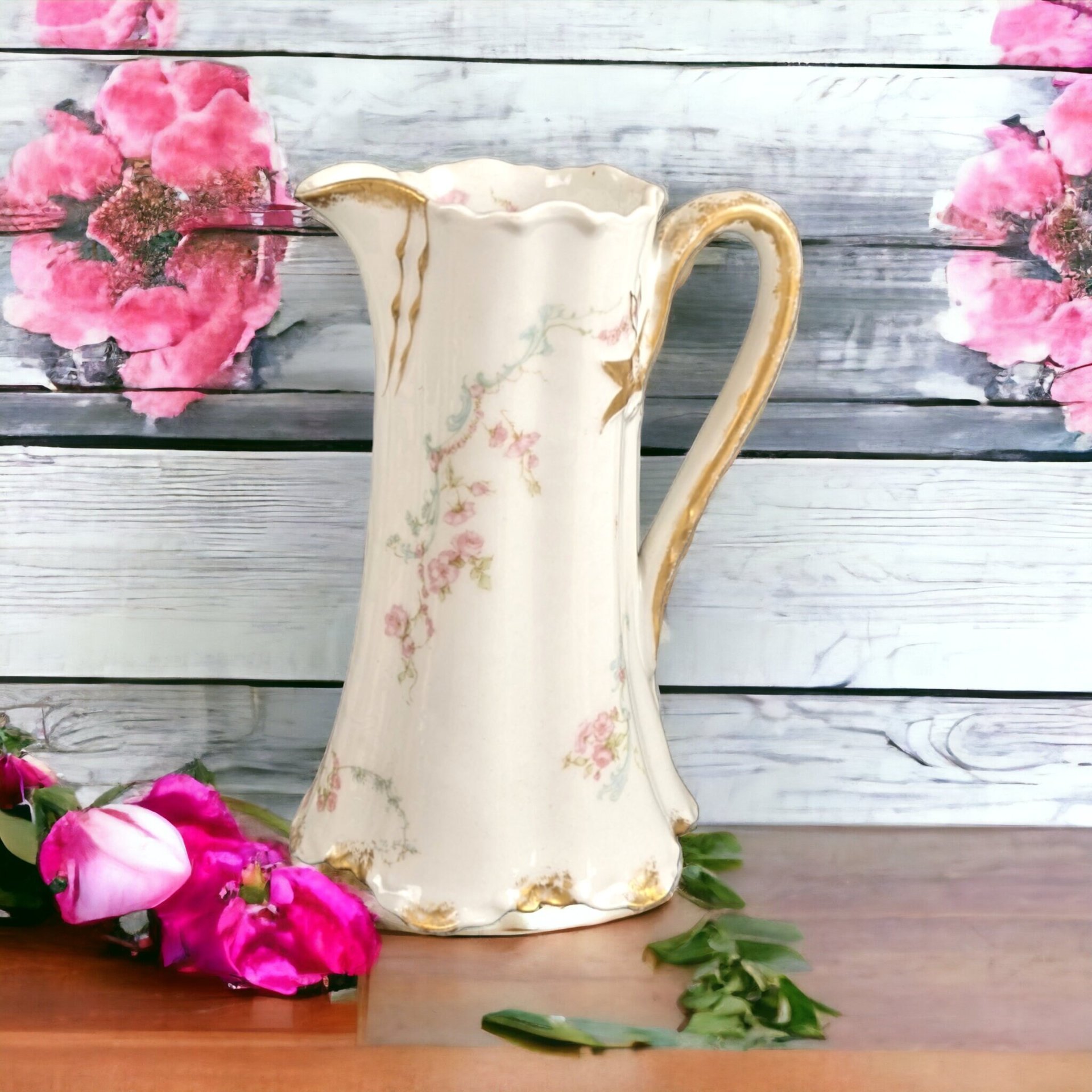 Reserved*** Antique Haviland Schleiger Floral Ceramic Chocolate Pot – Lid Not Included