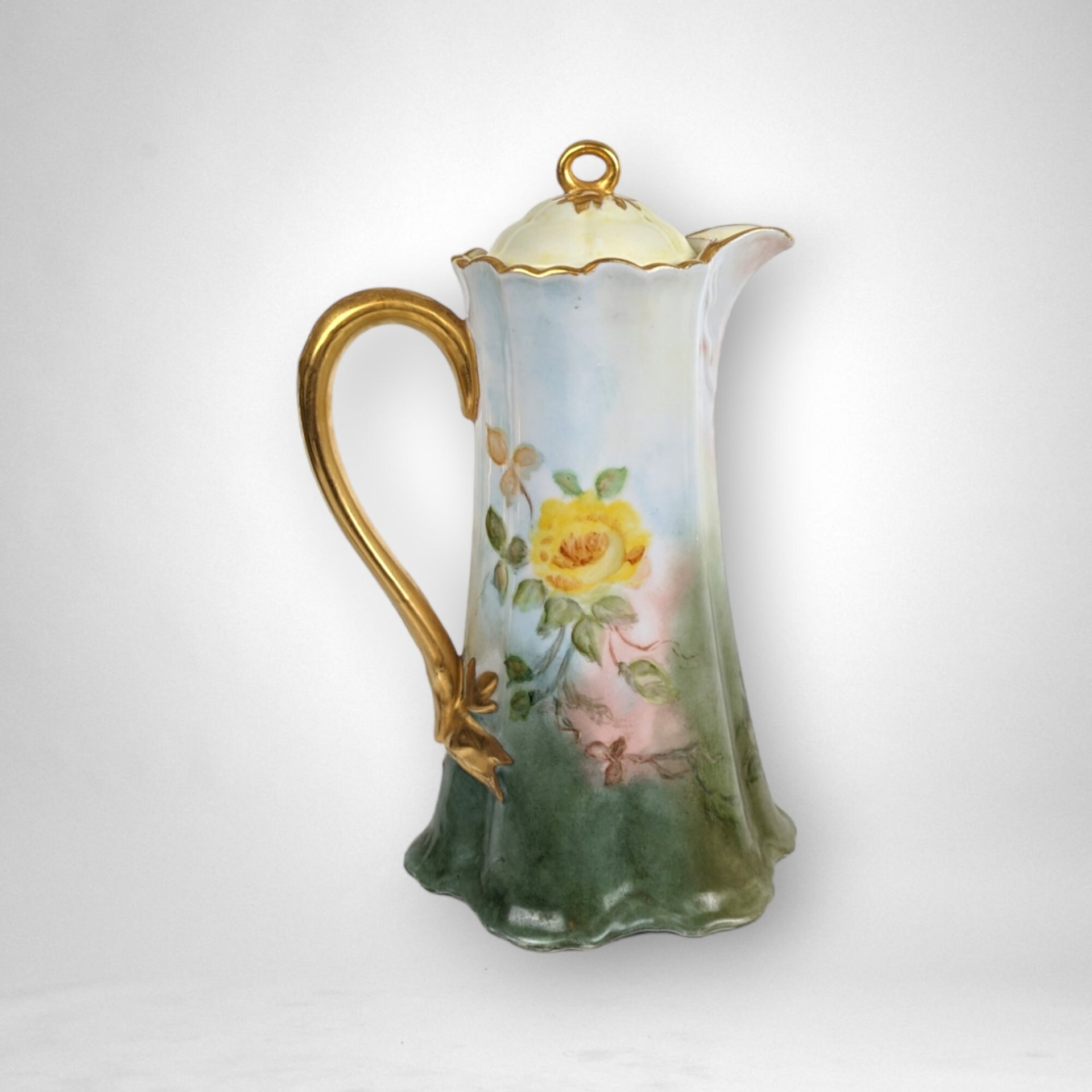 Vintage Ceramic Floral Chocolate Pot with Lid