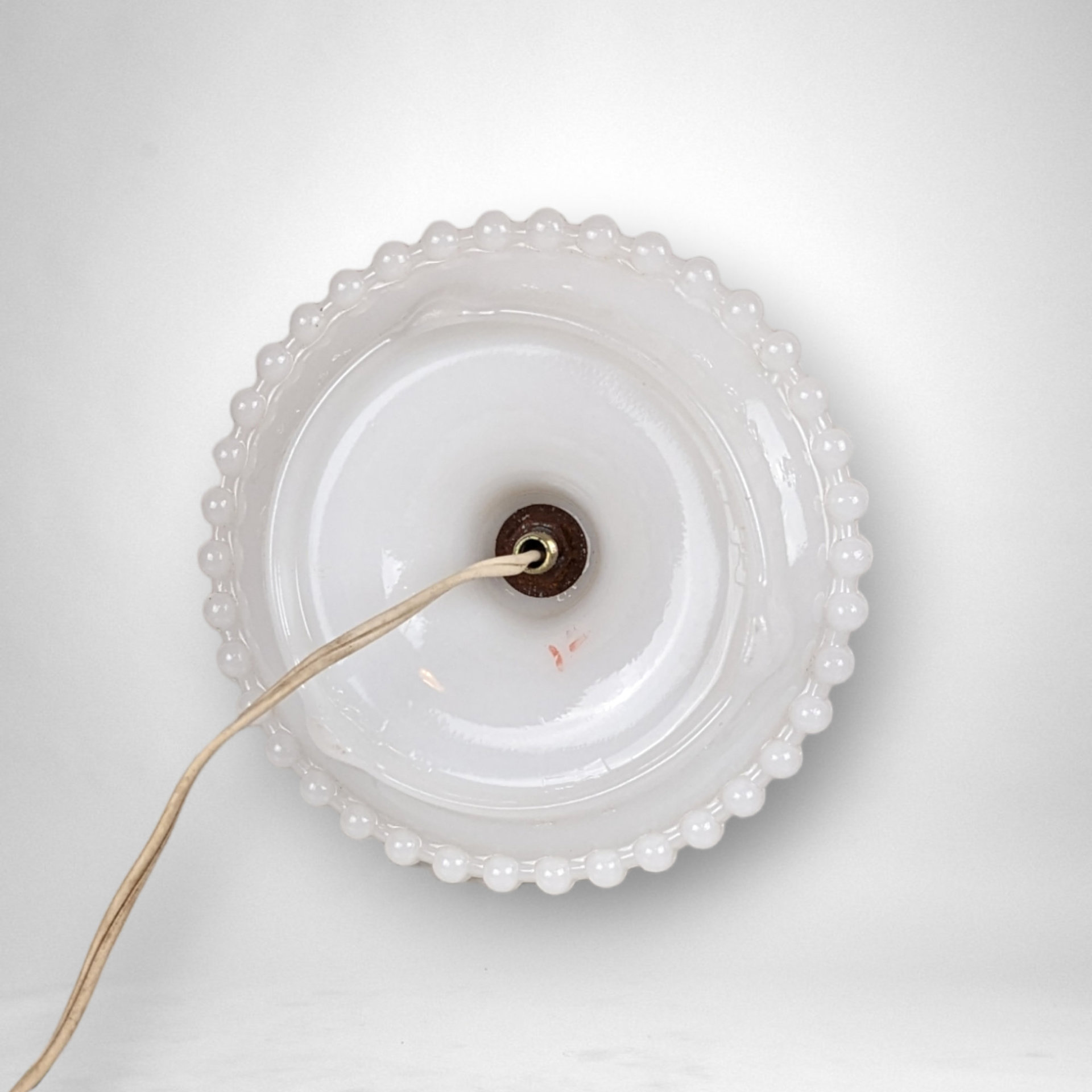 Vintage MCM Milk Glass Hobnail Lamp