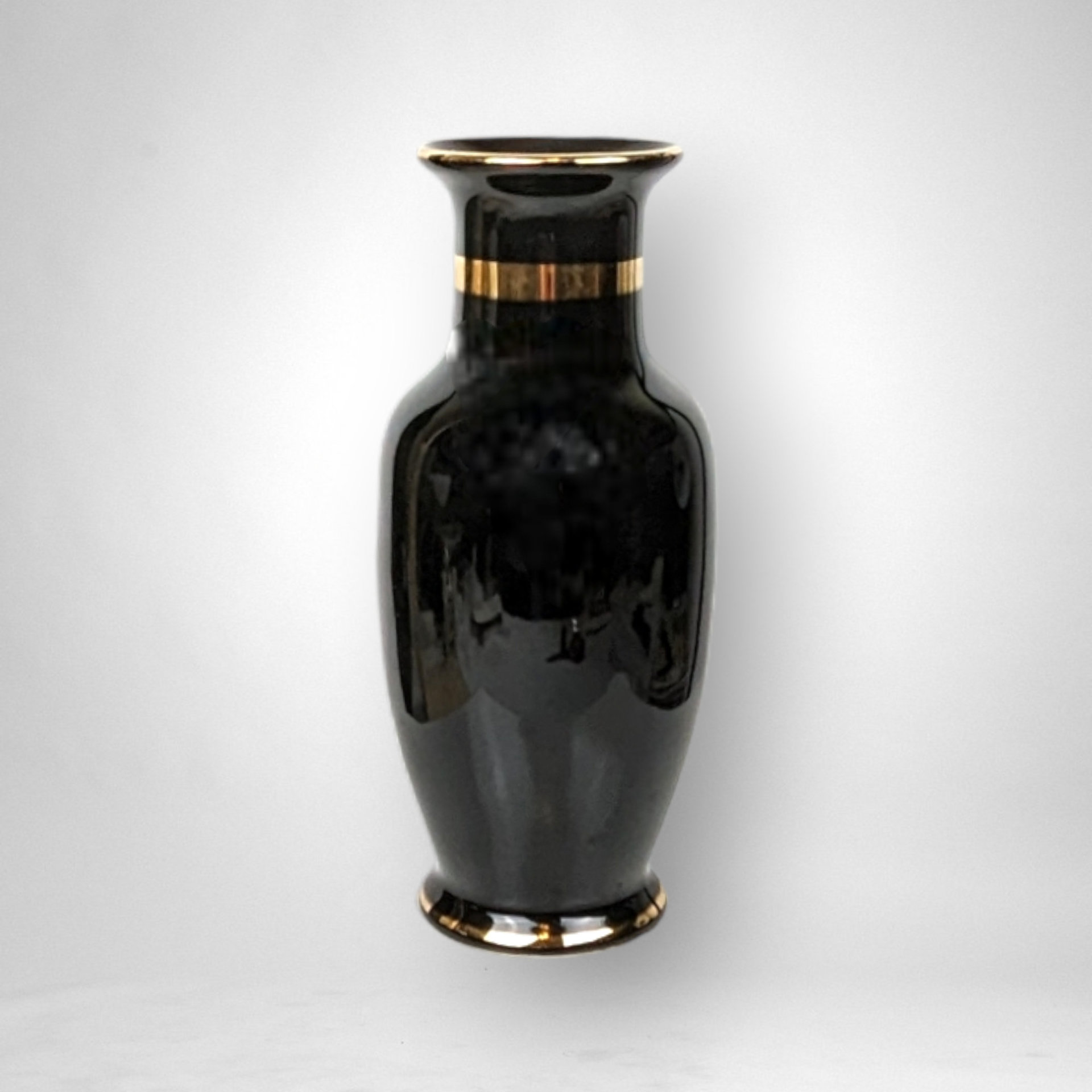 The Art of Chokin 8" Black Ceramic Vase
