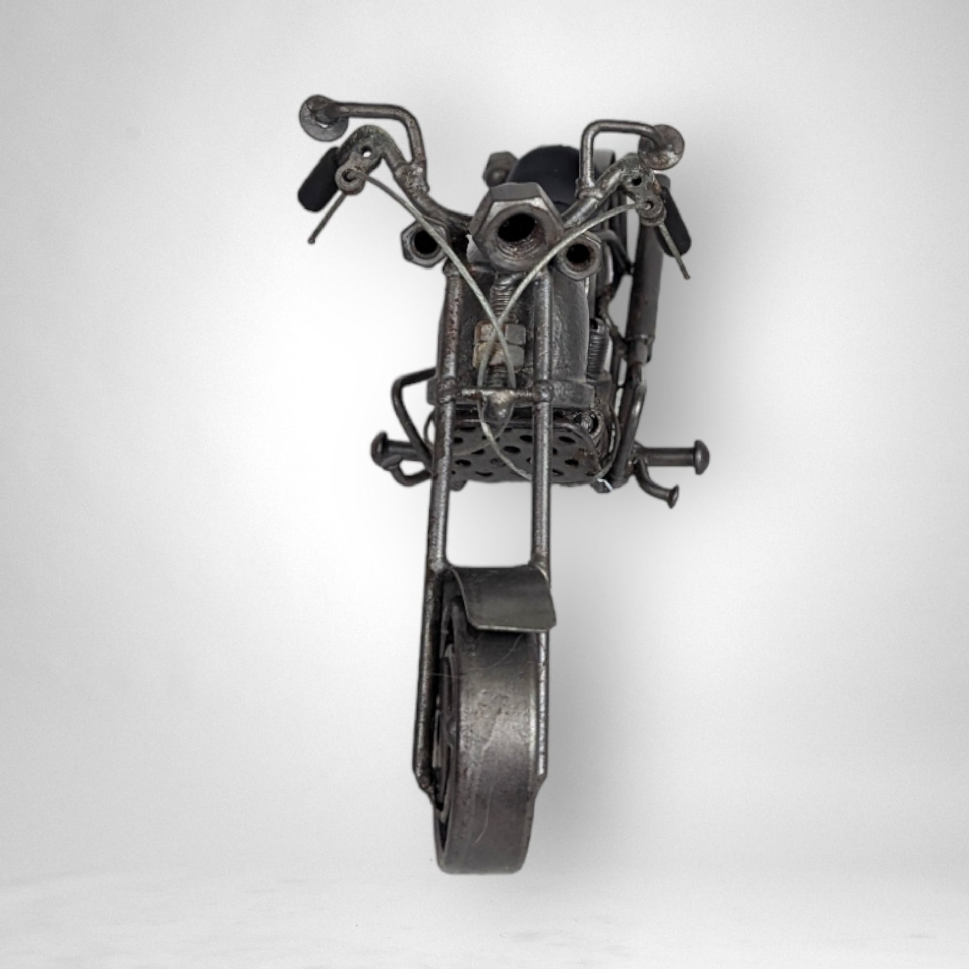 Vintage Recycled Metal Motorcycle Sculpture