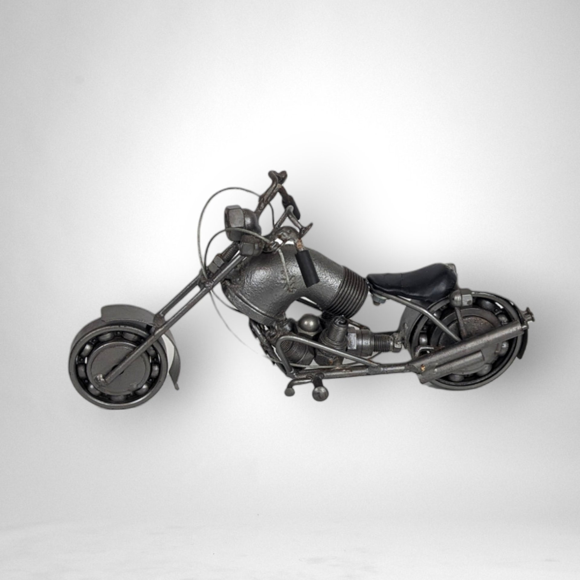 Vintage Recycled Metal Motorcycle Sculpture