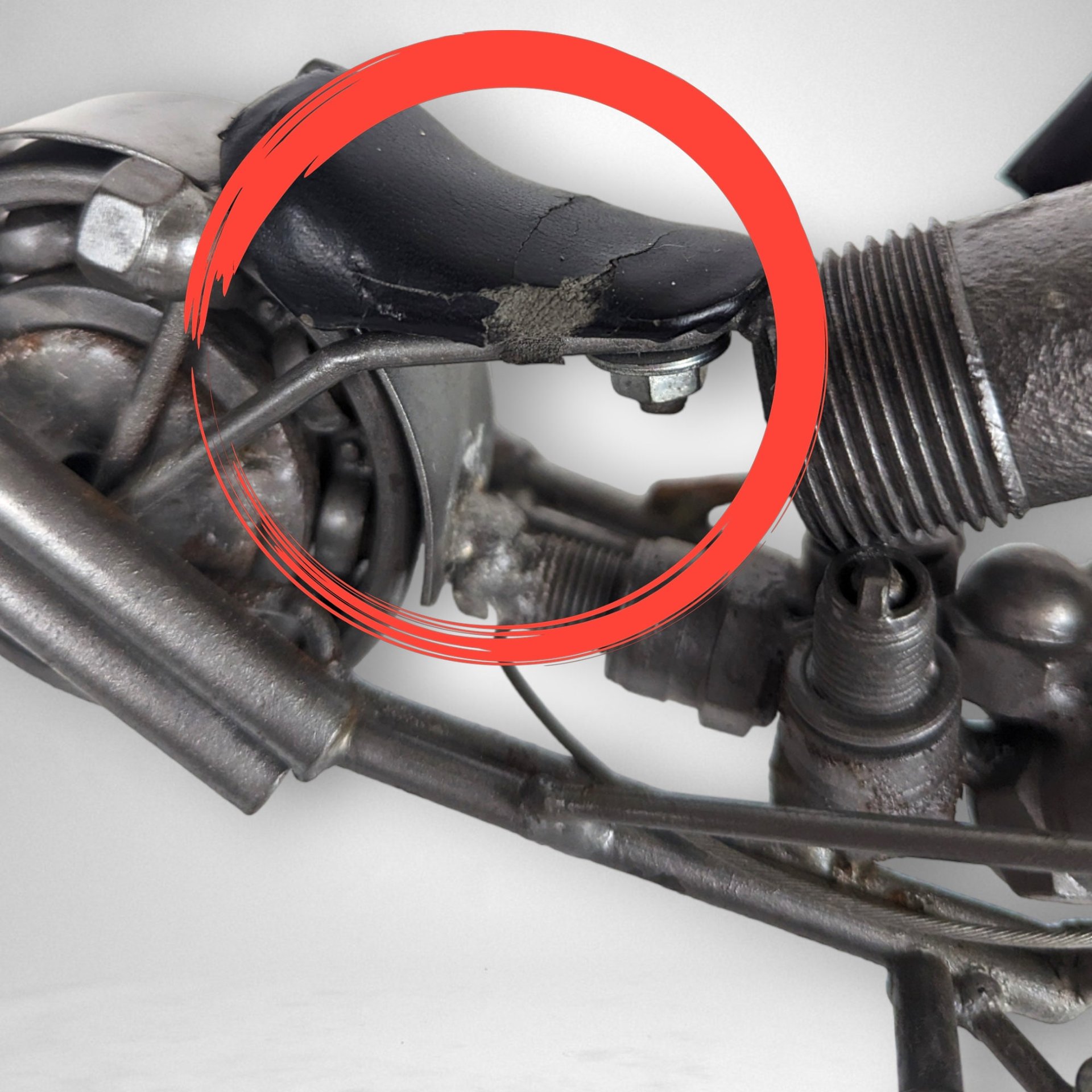 Vintage Recycled Metal Motorcycle Sculpture