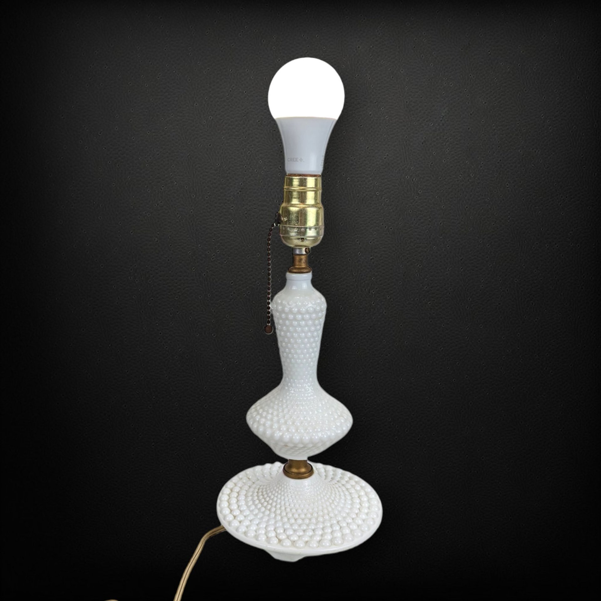Vintage Milk Glass Hobnail Table Lamp - Shade Not Included