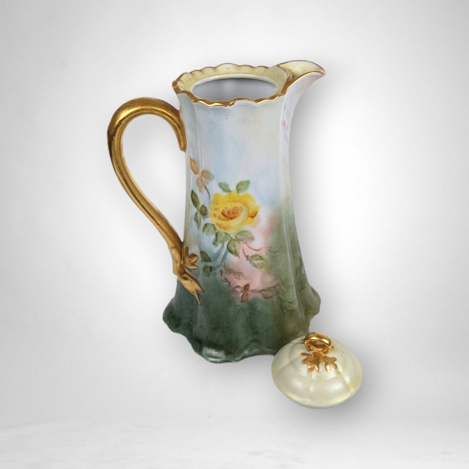 Vintage Ceramic Floral Chocolate Pot with Lid