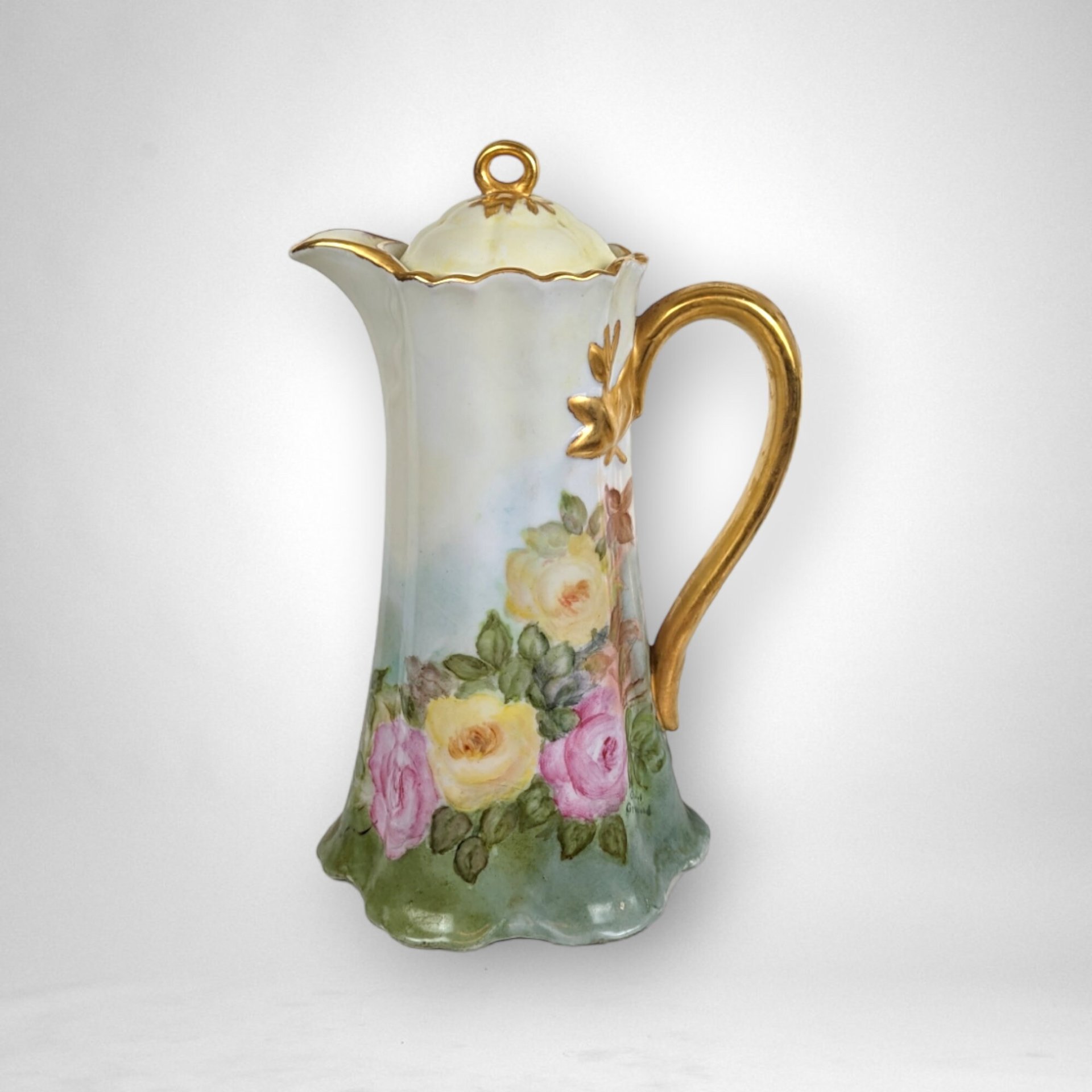 Vintage Ceramic Floral Chocolate Pot with Lid