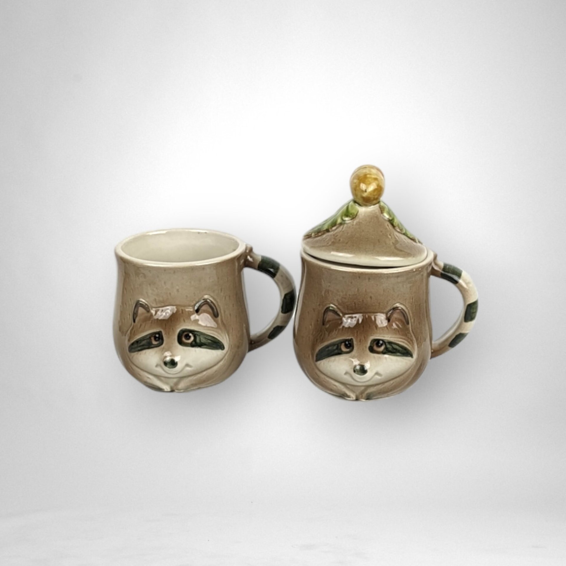 Charming Vintage Fitz and Floyd Raccoon Mugs - Set of 2