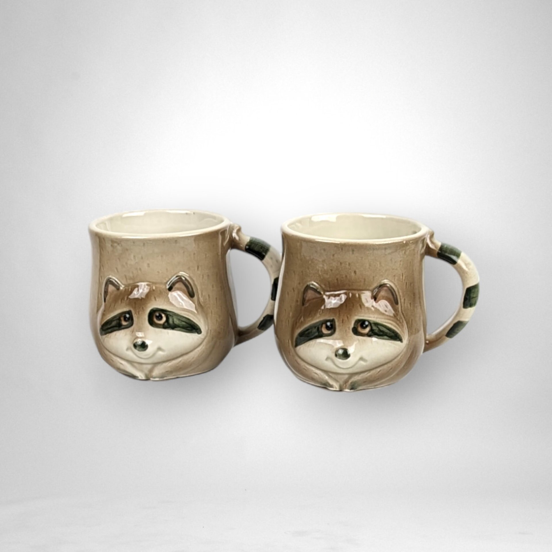 Charming Vintage Fitz and Floyd Raccoon Mugs - Set of 2