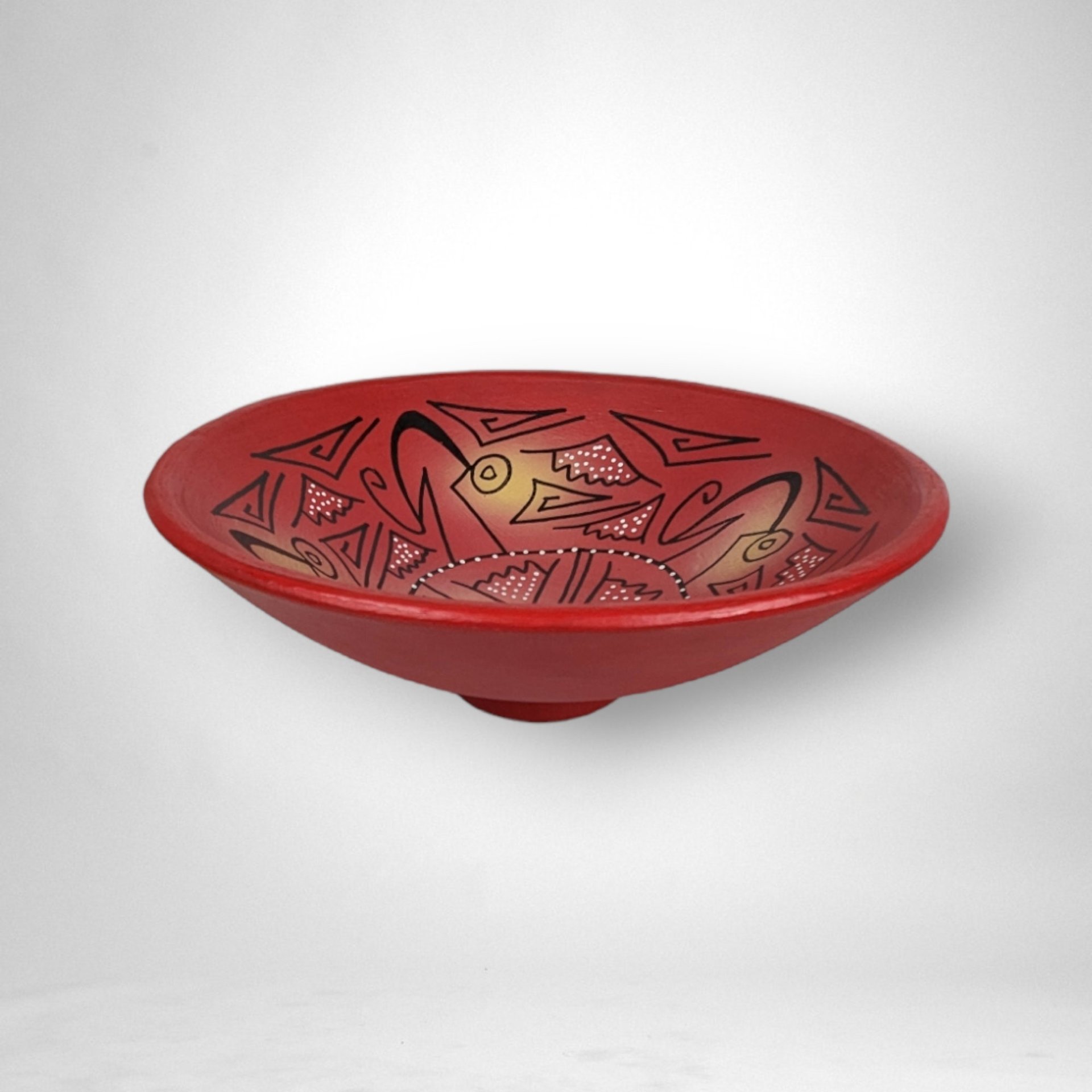 Vintage Red Hand Painted Decorative Bowl