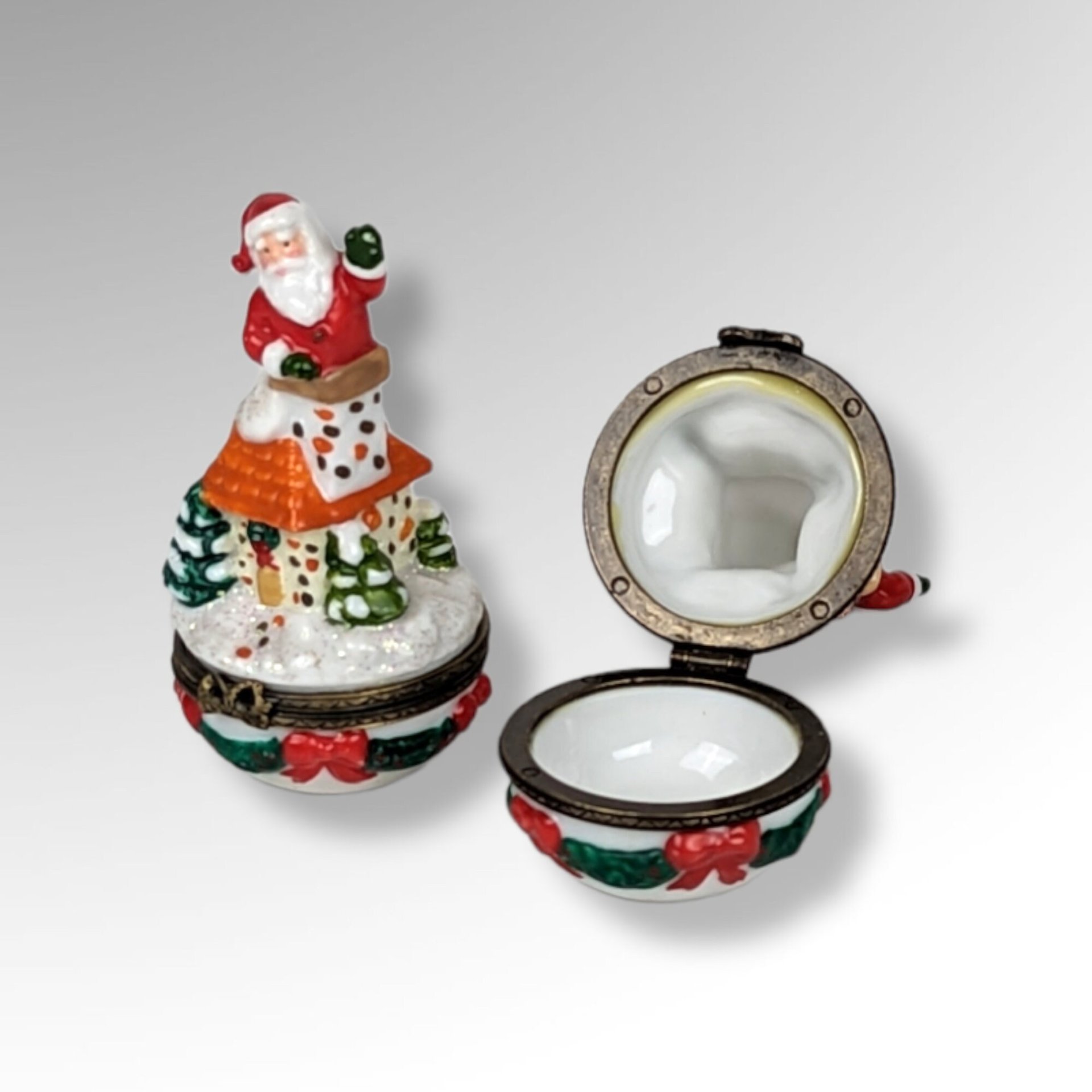 Vintage Santa Ceramic Trinket Boxes 