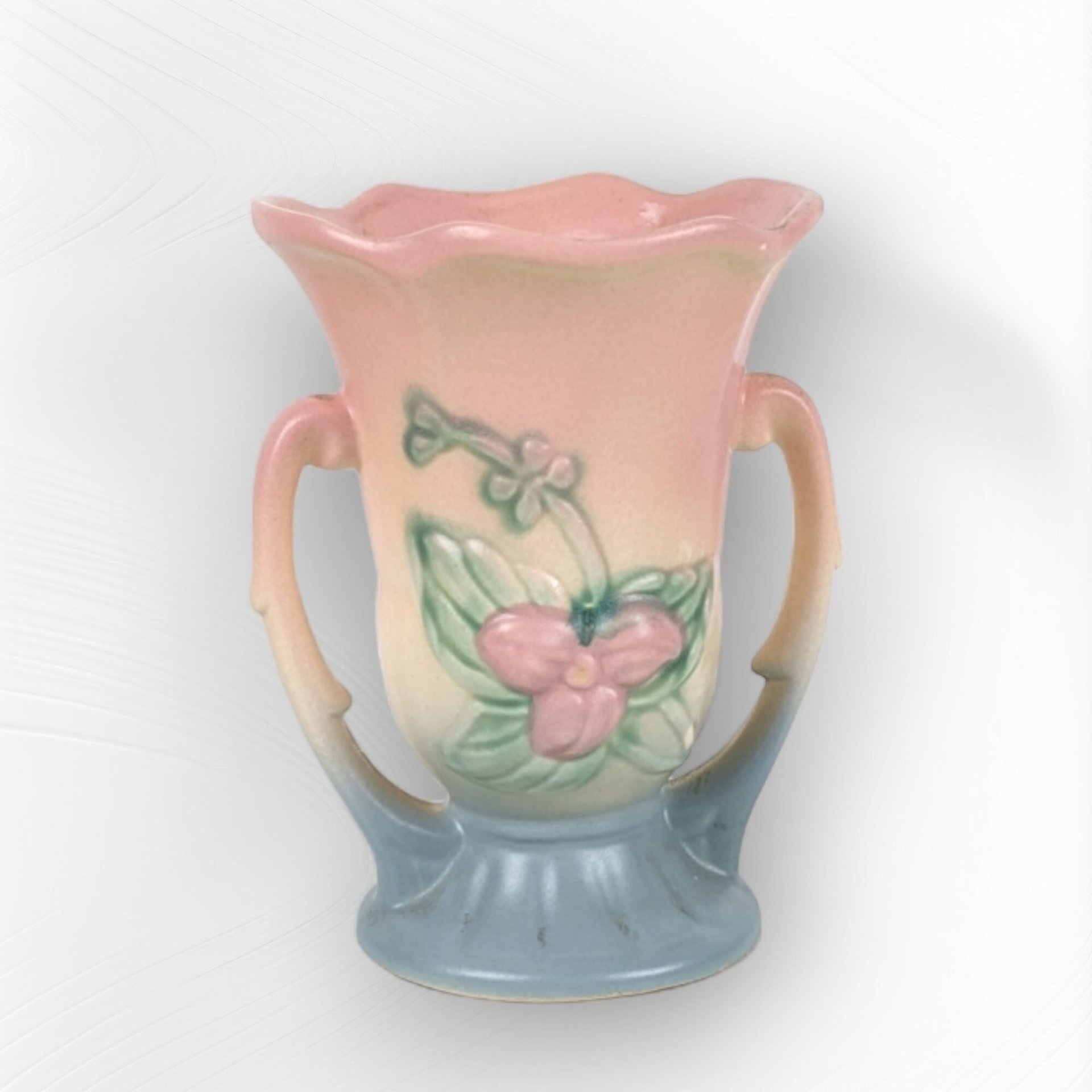 Vintage Hull Pottery Wildflower Blue and Pink 5 1/2" Double Handled Vase - Classic Floral Elegance