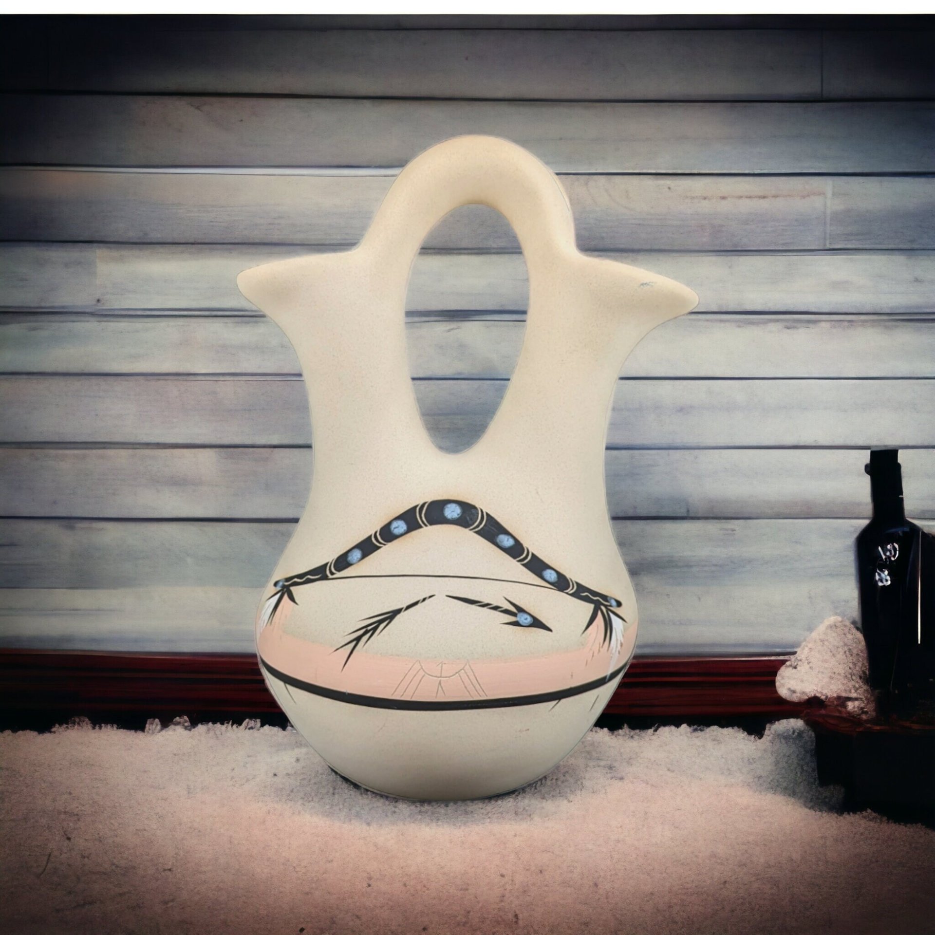 Native American Broken Arrow Pottery Wedding Vase