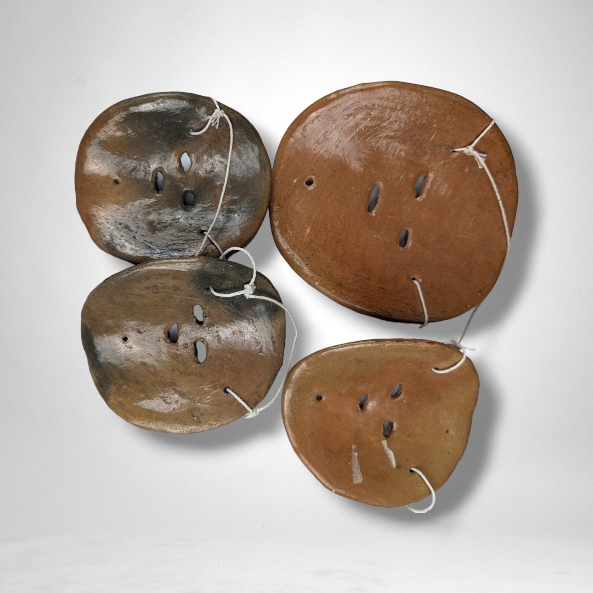 Set of 4 Hand Painted Terracotta Hanging Masks