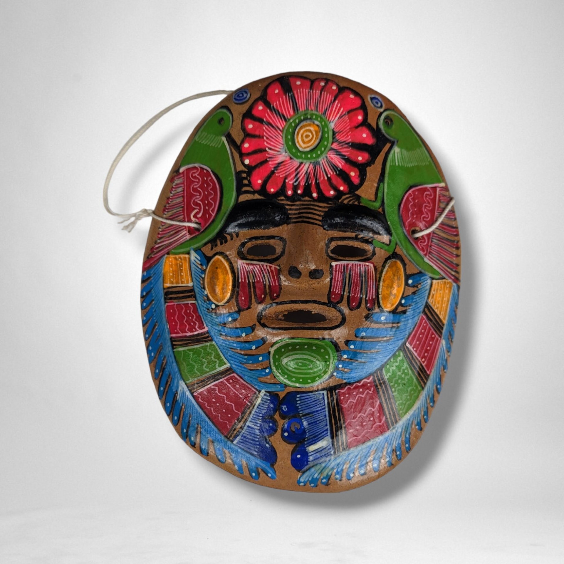 Set of 4 Hand Painted Terracotta Hanging Masks