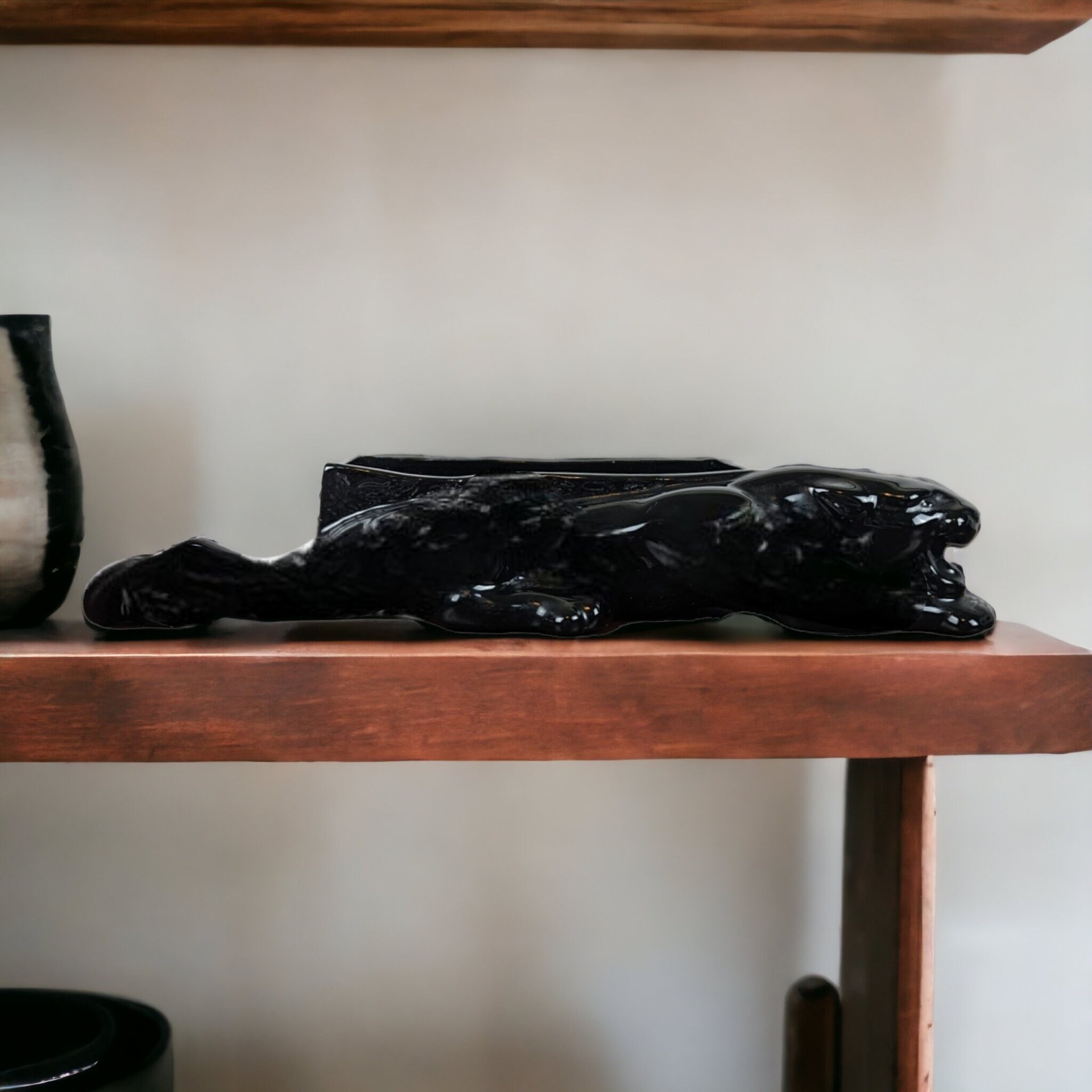 Vintage Ceramic Black Panter Planter