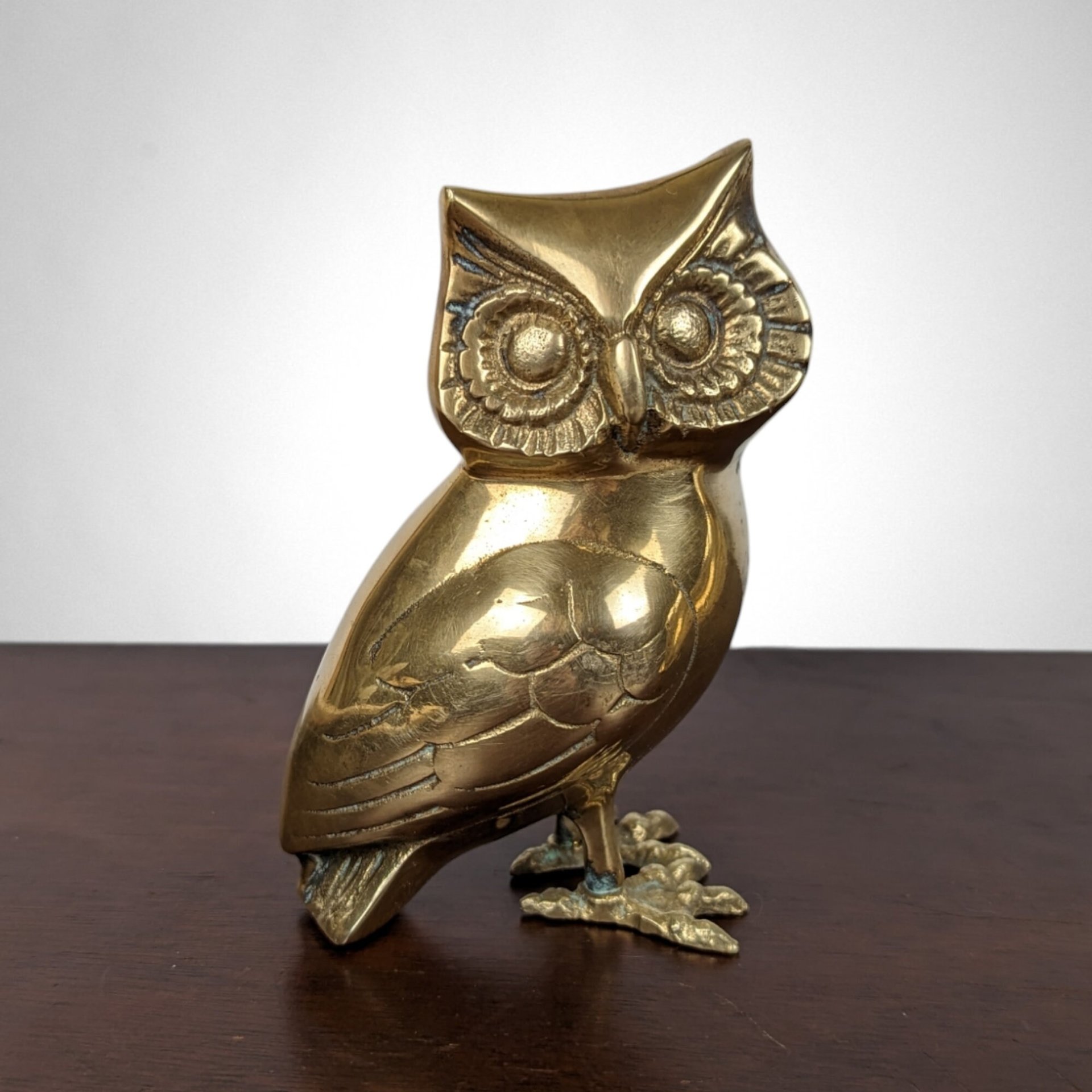 Vintage Pair of Brass Owl Figurines
