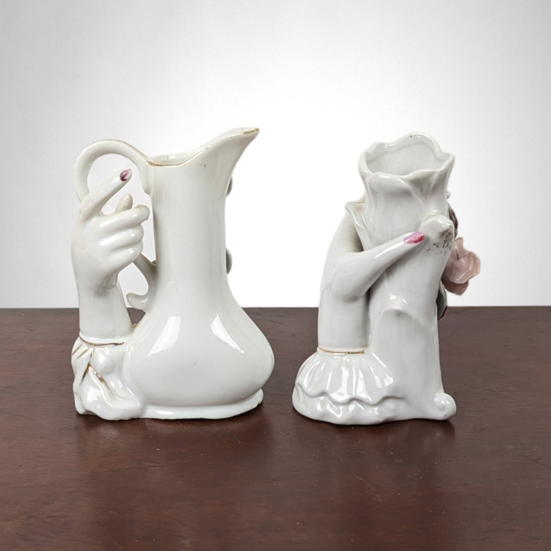 Timeless Elegance: Vintage Ceramic Hand Vases - A Pair of Artistic Grace