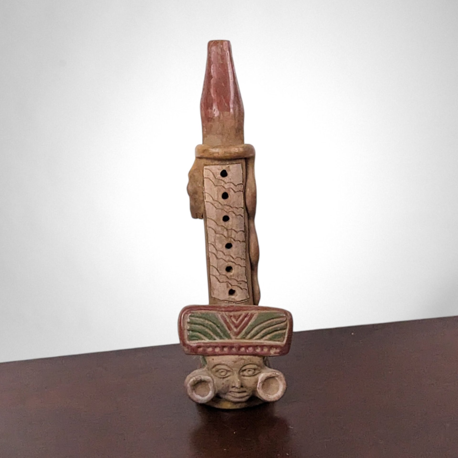 Mayan Aztec Clay Flute Folk Art Pottery