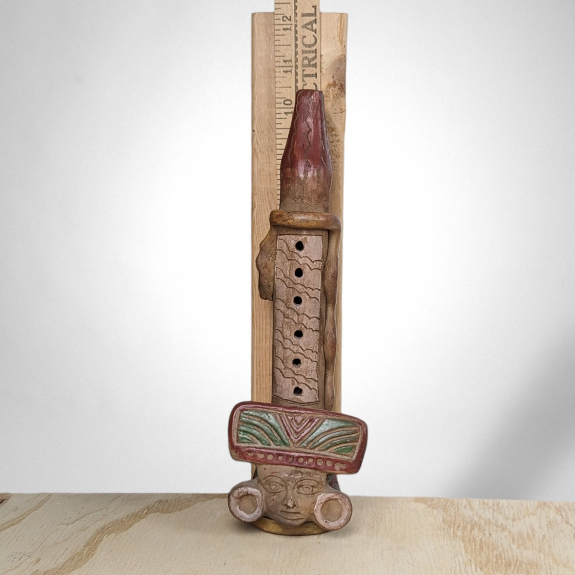 Mayan Aztec Clay Flute Folk Art Pottery