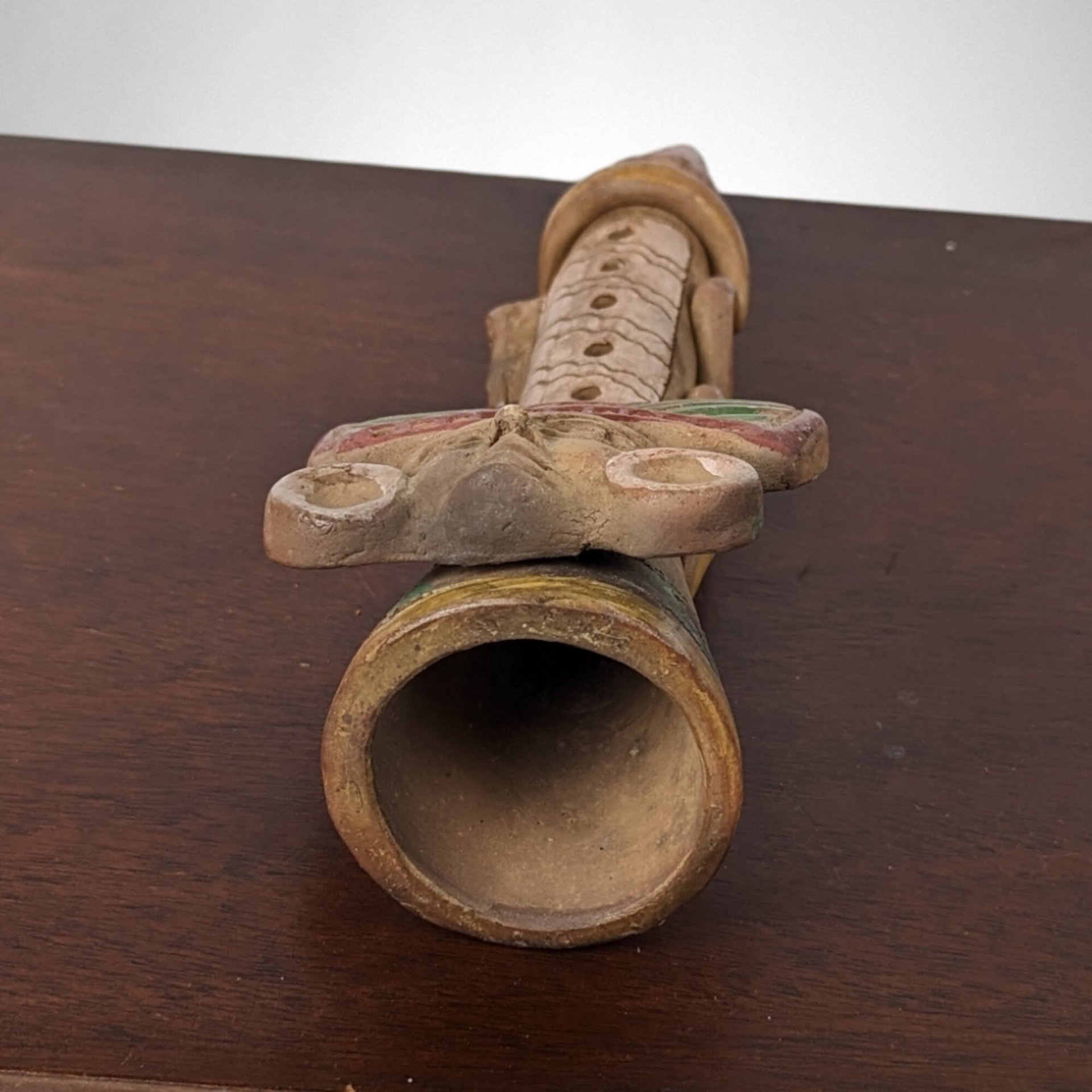 Mayan Aztec Clay Flute Folk Art Pottery
