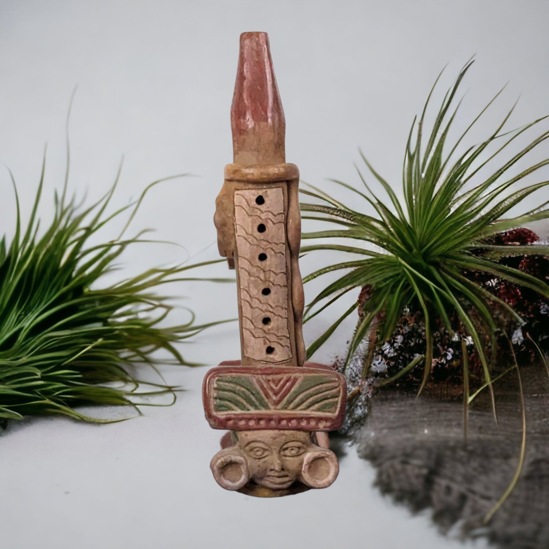 Mayan Aztec Clay Flute Folk Art Pottery