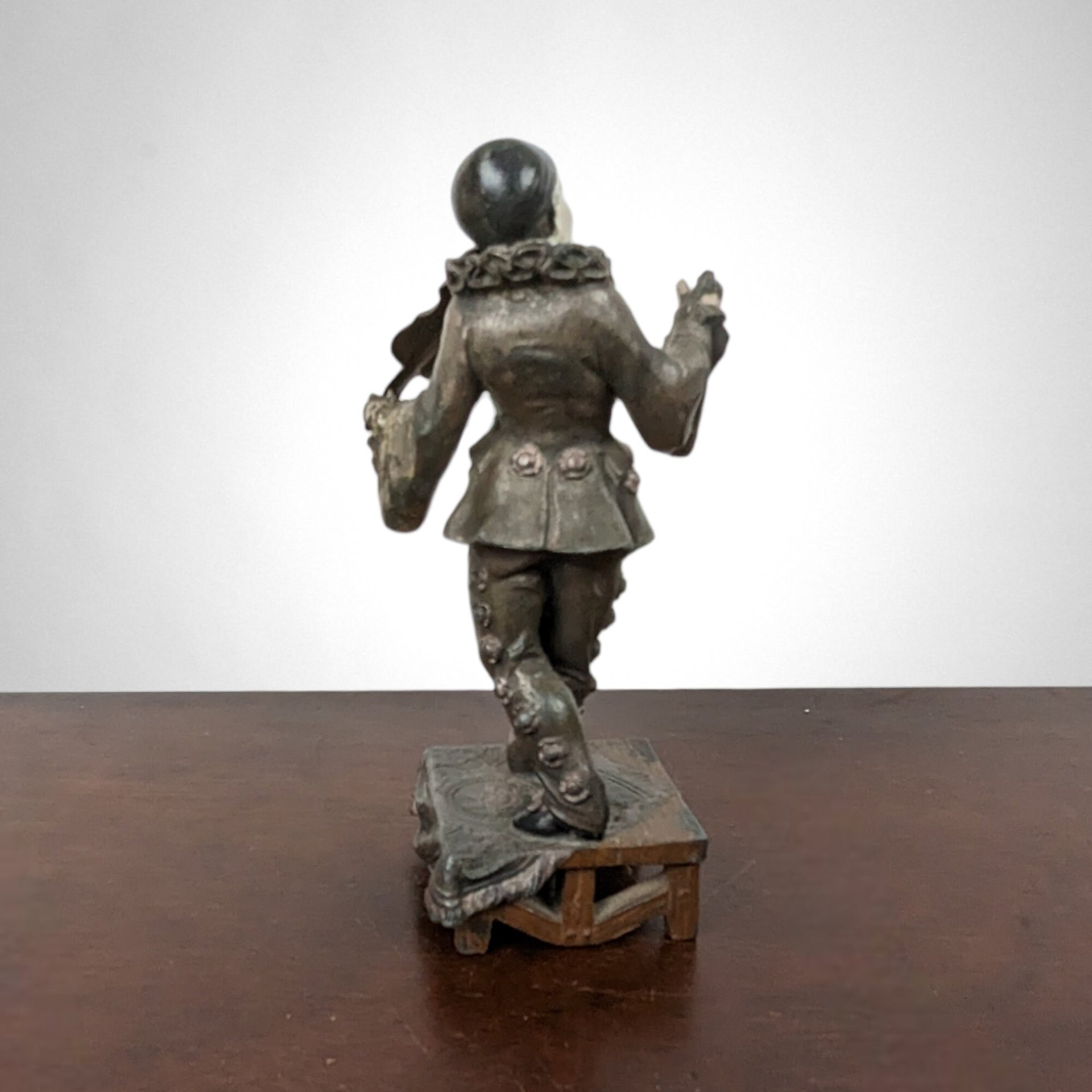 Charming Antique Metal Pierrot Clown Sculpture/Figurine