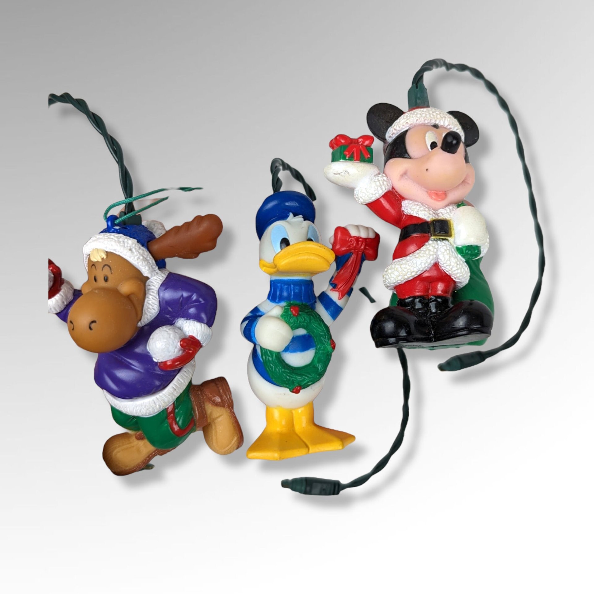 Set of 3 Light Up Ornaments, Mickey Mouse, Donald Duck and Moose