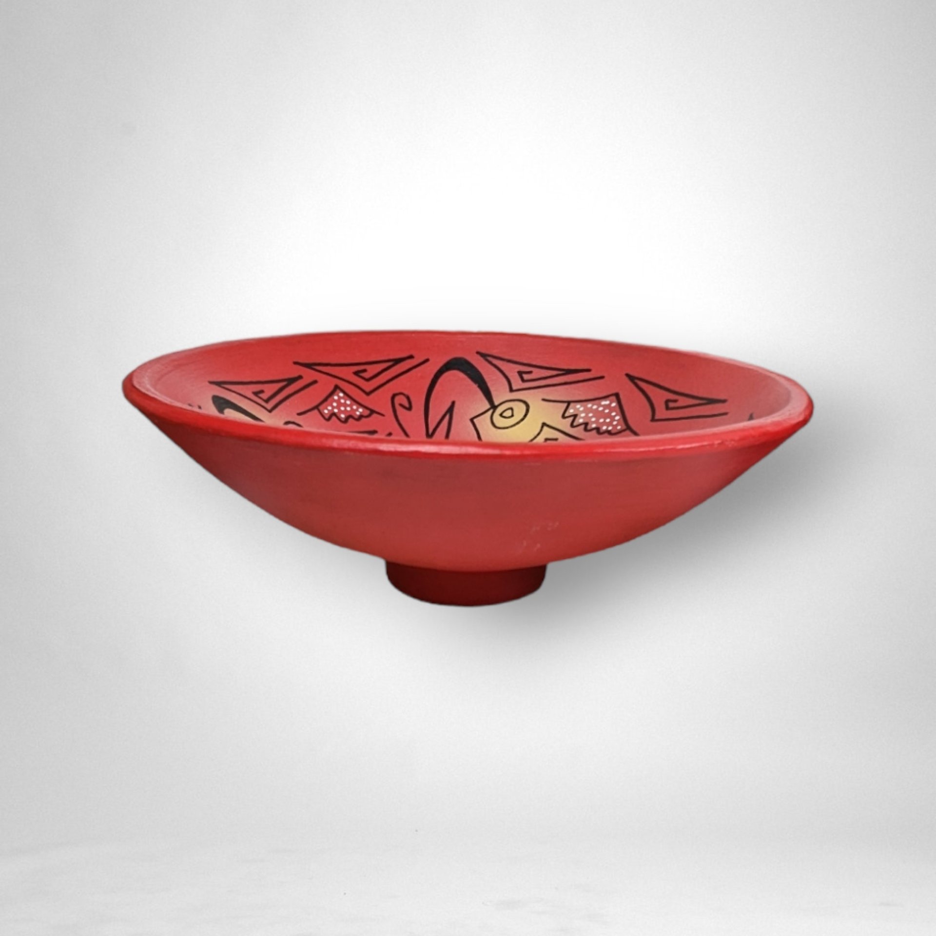 Vintage Red Hand Painted Decorative Bowl