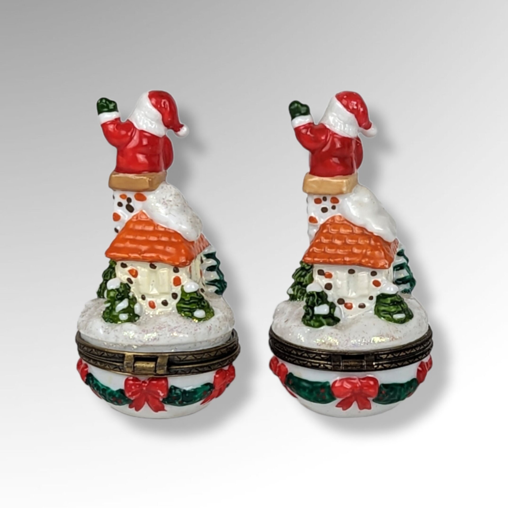 Vintage Santa Ceramic Trinket Boxes 