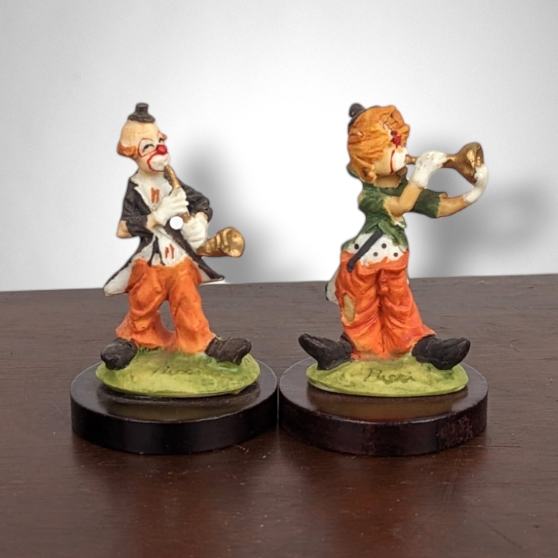 Set of 2 1980s Arnart Pucci Resin Clown Figurines - Nostalgic Collectibles
