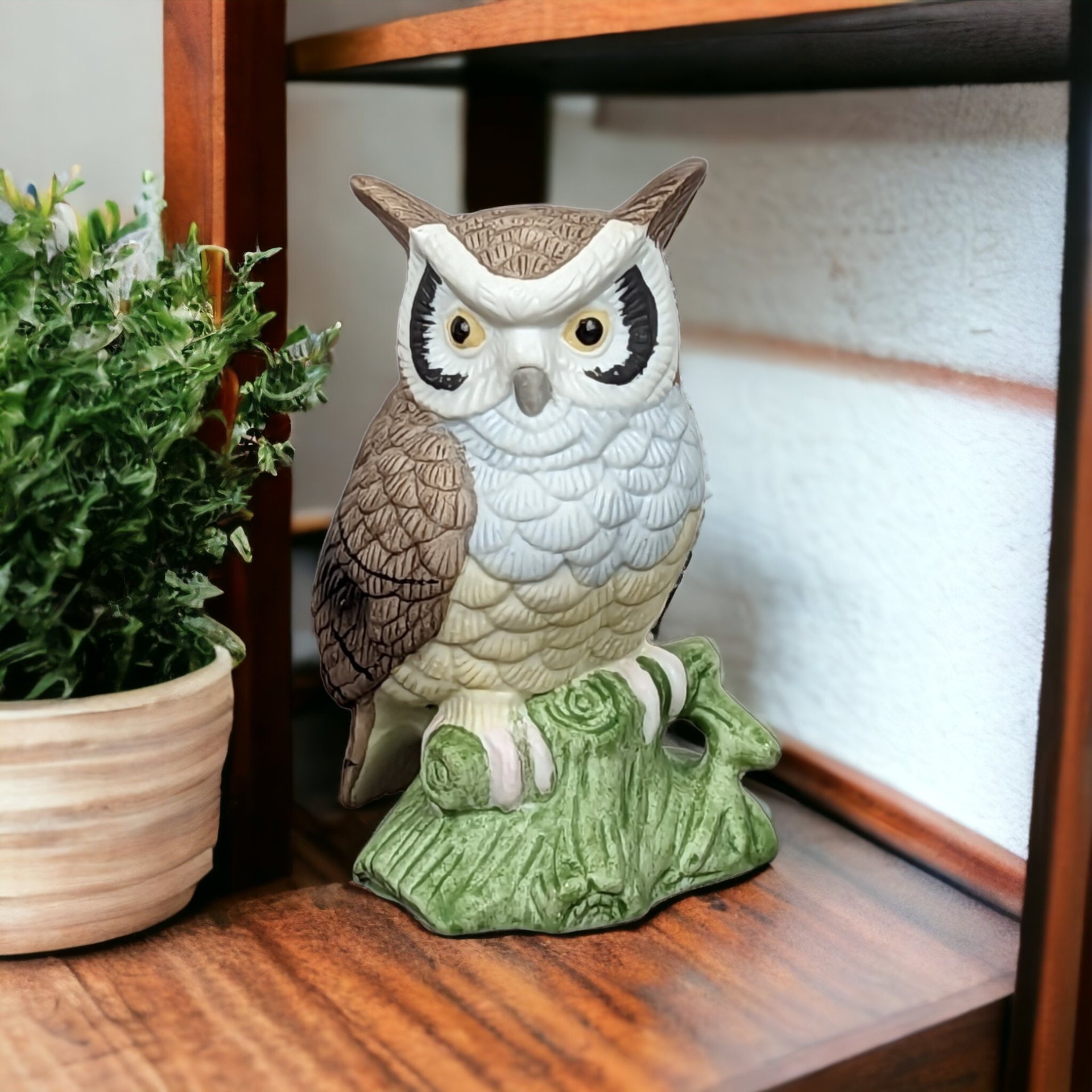 Lefton Hand-Painted Owl Figurine: Whimsical Artistry