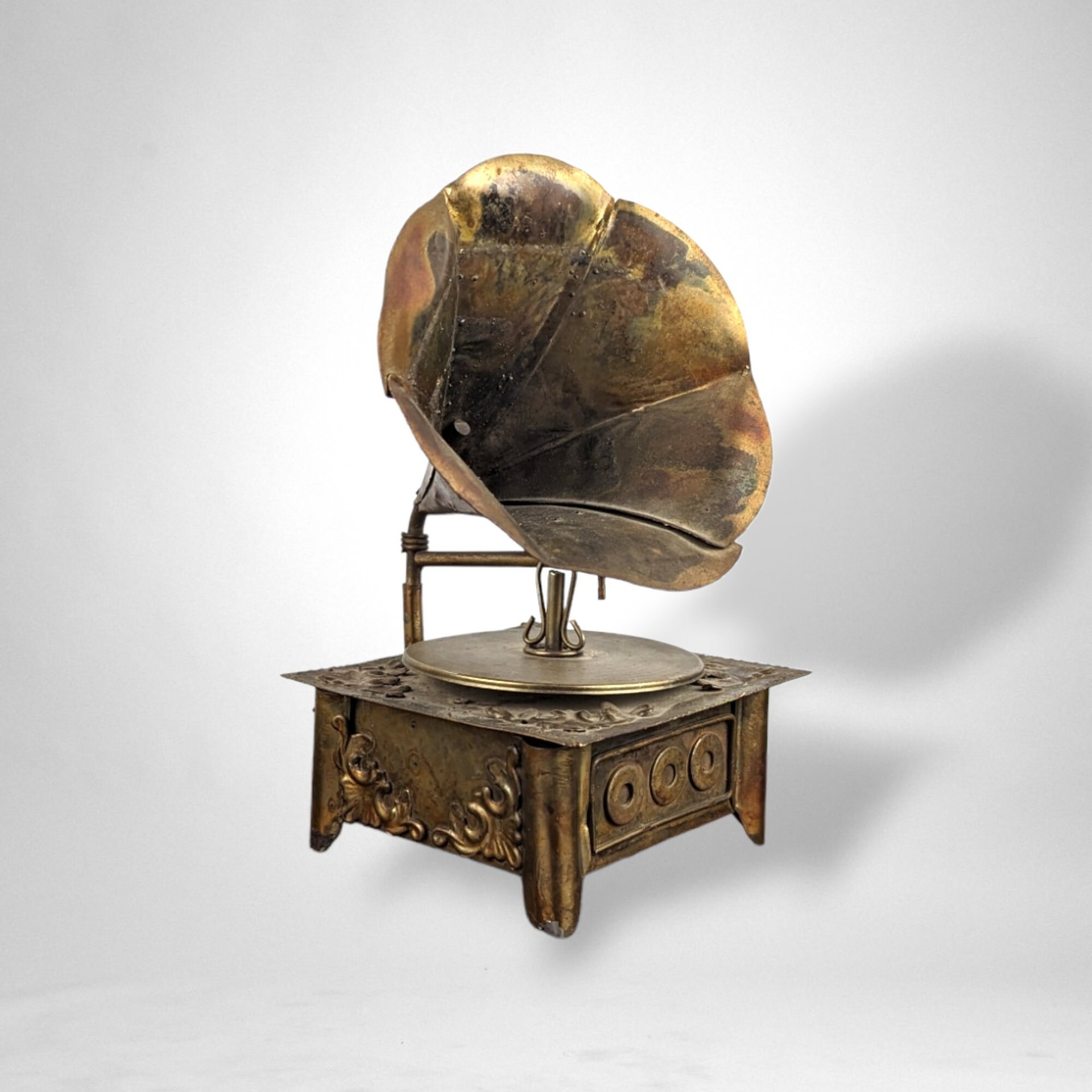 Vintage Metal Gramophone Music Box