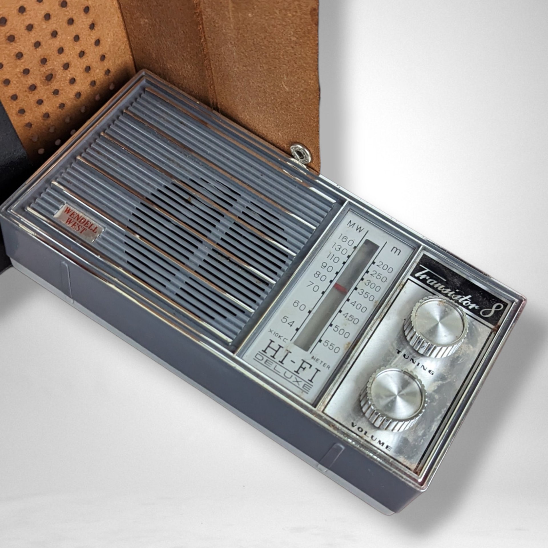 Vintage Wendell West Transistor Radio with Case CR-7A