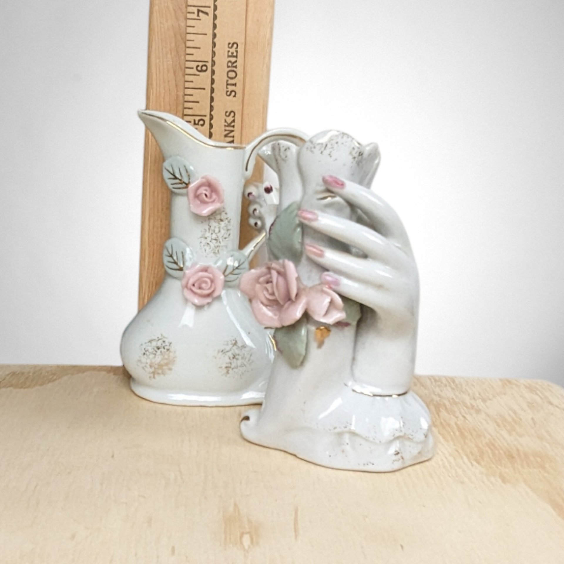 Timeless Elegance: Vintage Ceramic Hand Vases - A Pair of Artistic Grace