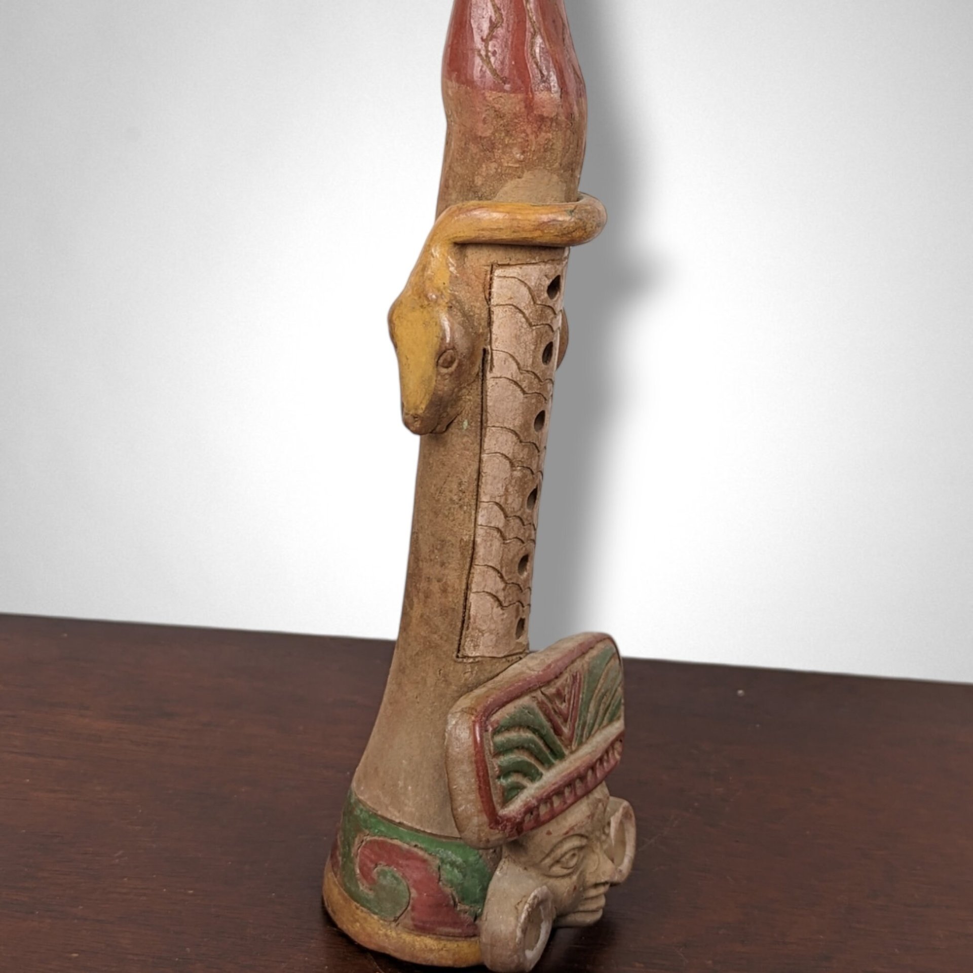 Mayan Aztec Clay Flute Folk Art Pottery