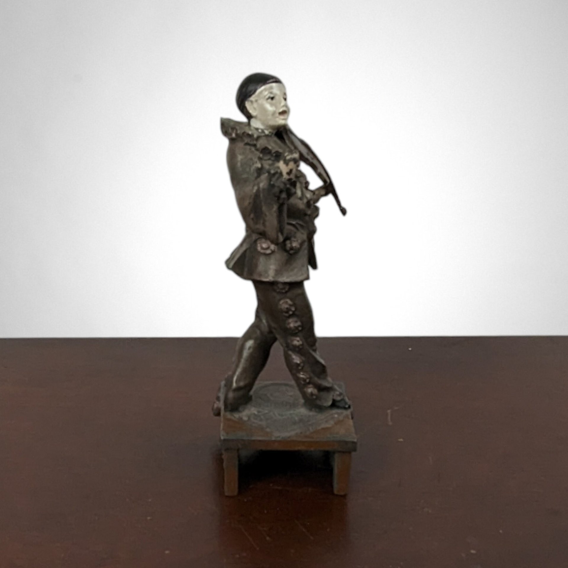 Charming Antique Metal Pierrot Clown Sculpture/Figurine