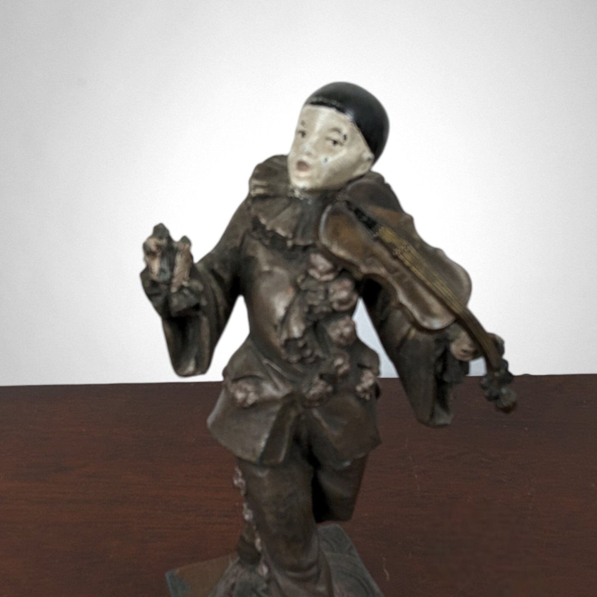 Charming Antique Metal Pierrot Clown Sculpture/Figurine