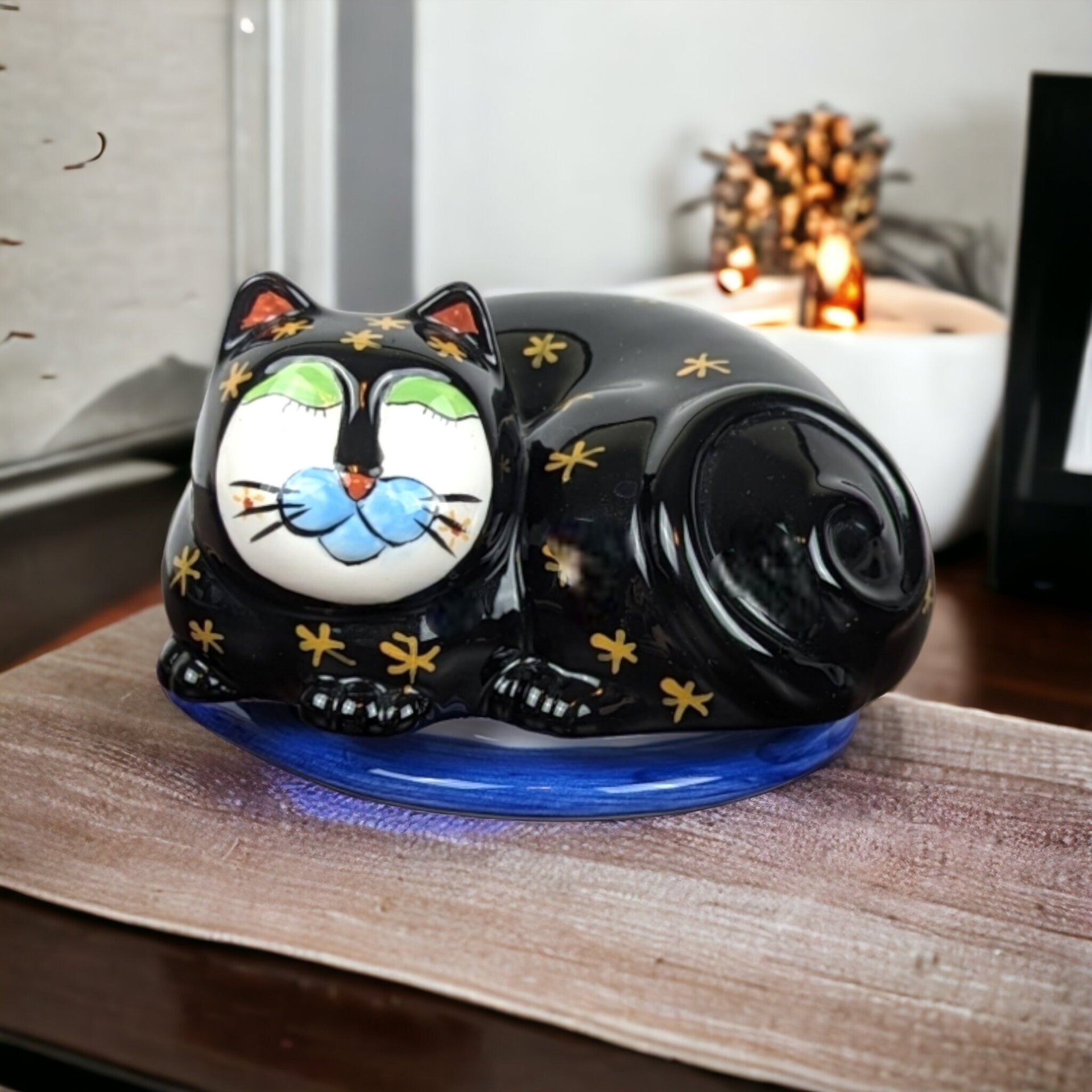 Vintage Milson and Louis Hand Painted Cat Trinket Box - Feline Elegance for Collectors