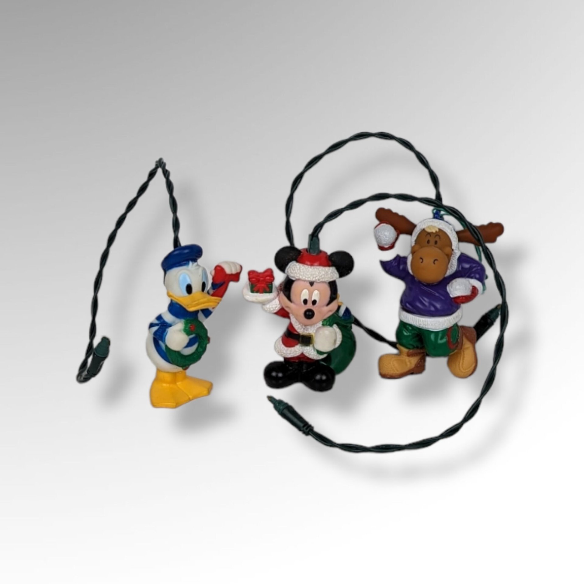 Set of 3 Light Up Ornaments, Mickey Mouse, Donald Duck and Moose