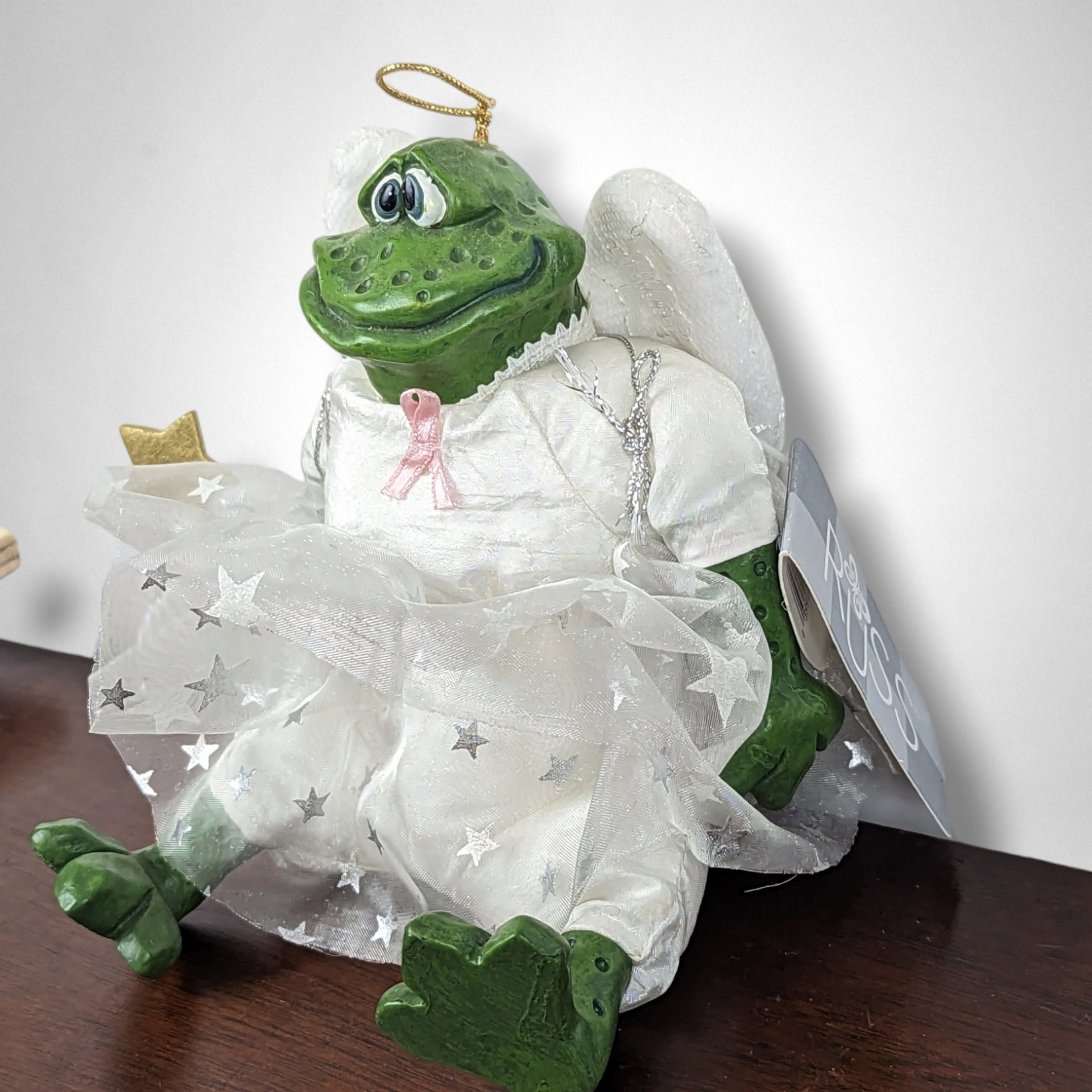 Vintage Russ Berrie Frog Angel Shelf Sitter
