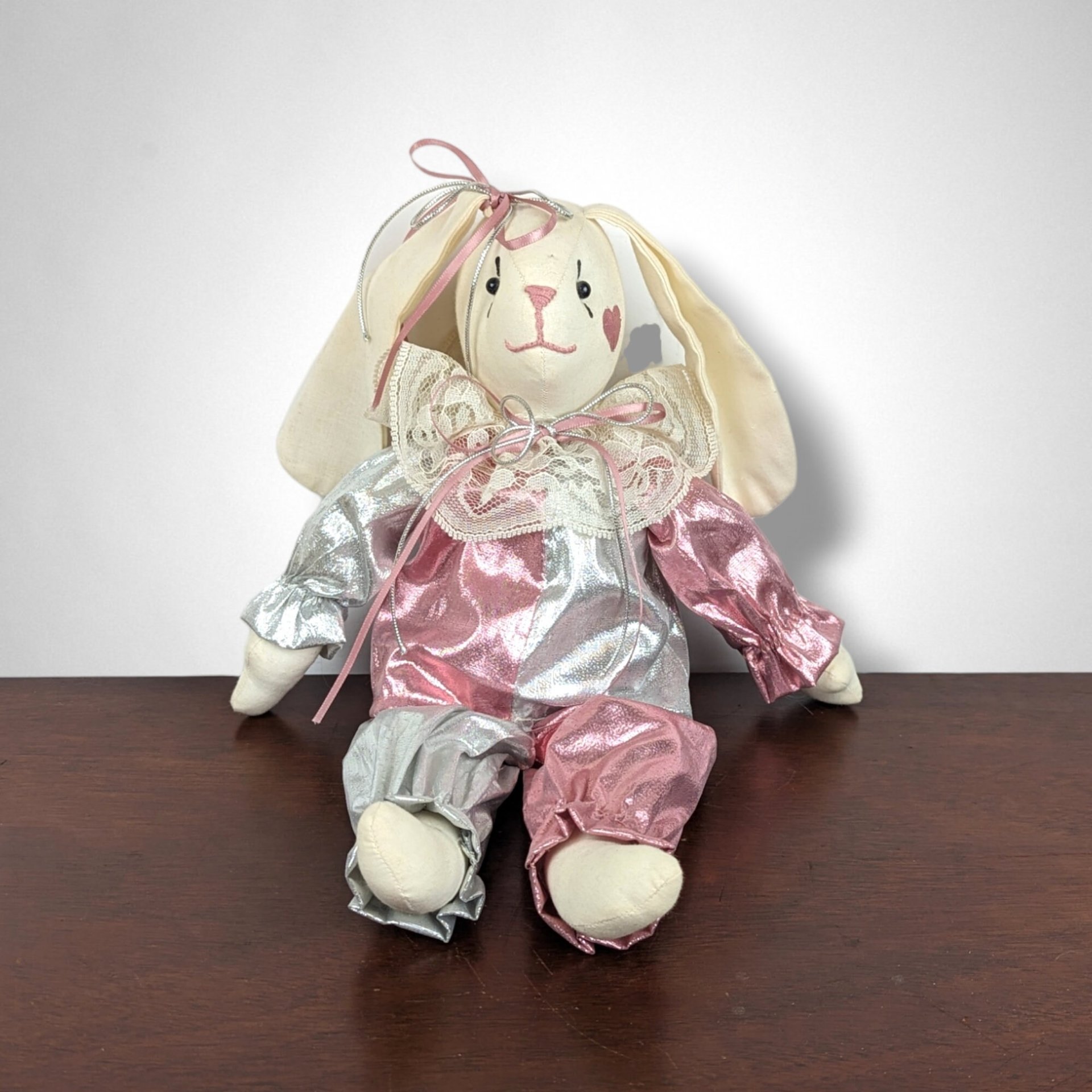 Vintage Clown Bunny Plush Doll