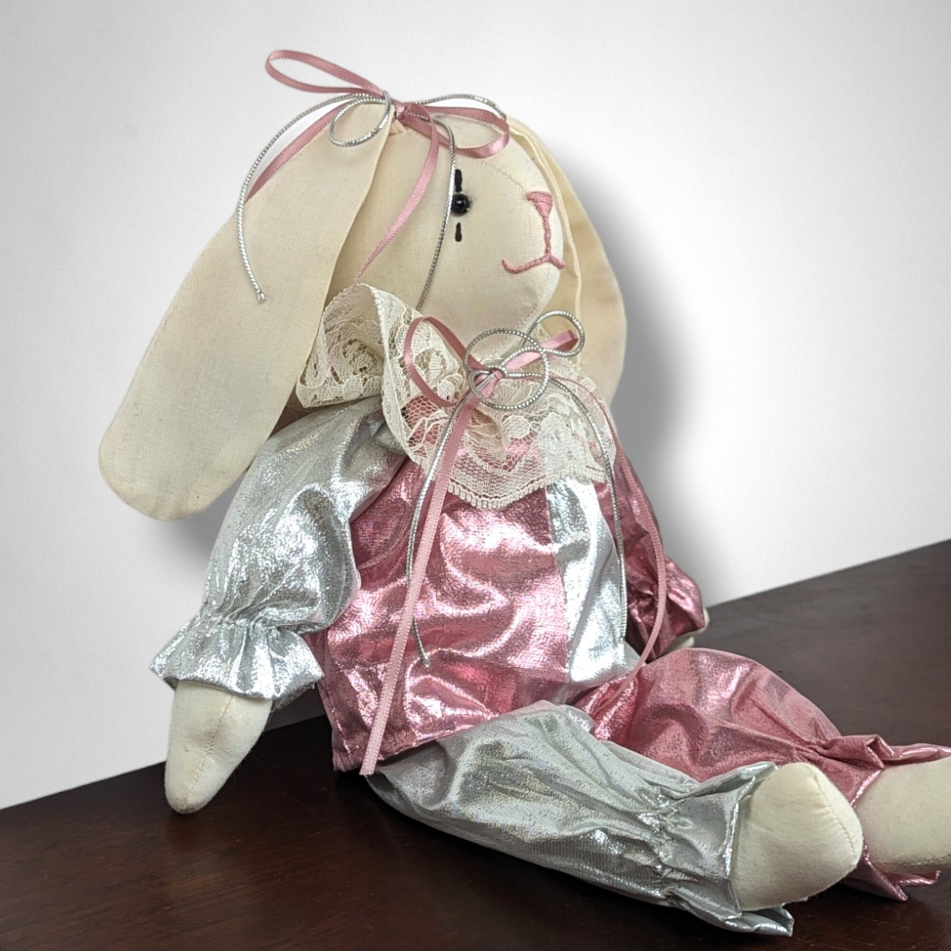 Vintage Clown Bunny Plush Doll