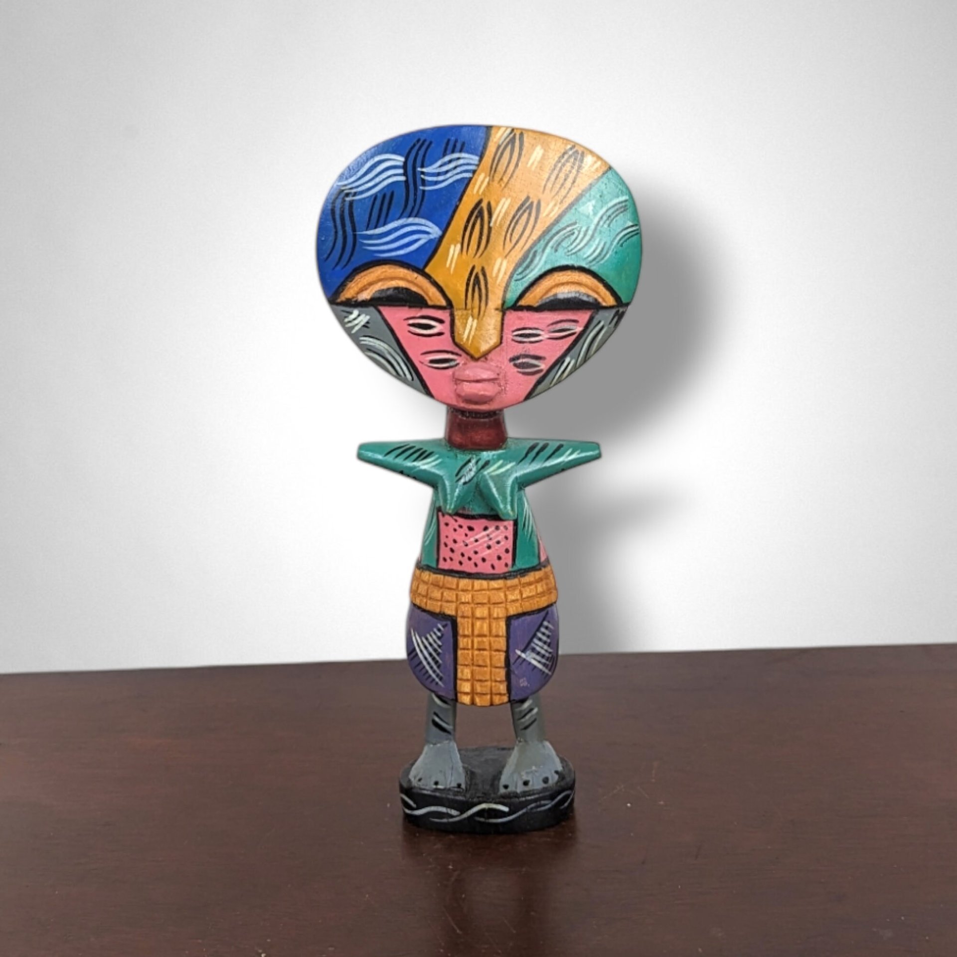 African Hand Carved, Painted Fertility Figurine