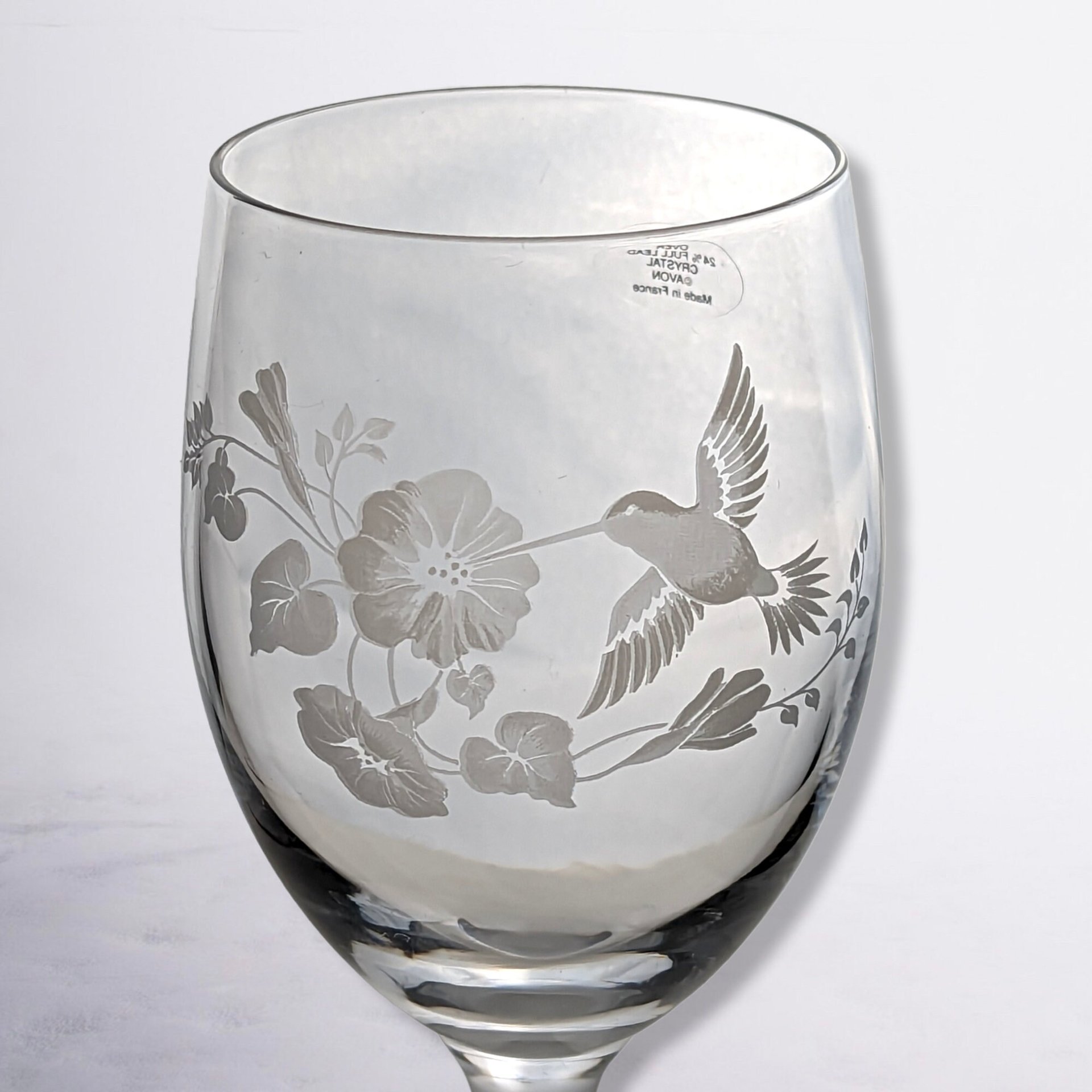 Pair of Avon Hummingbird Crystal Glasses