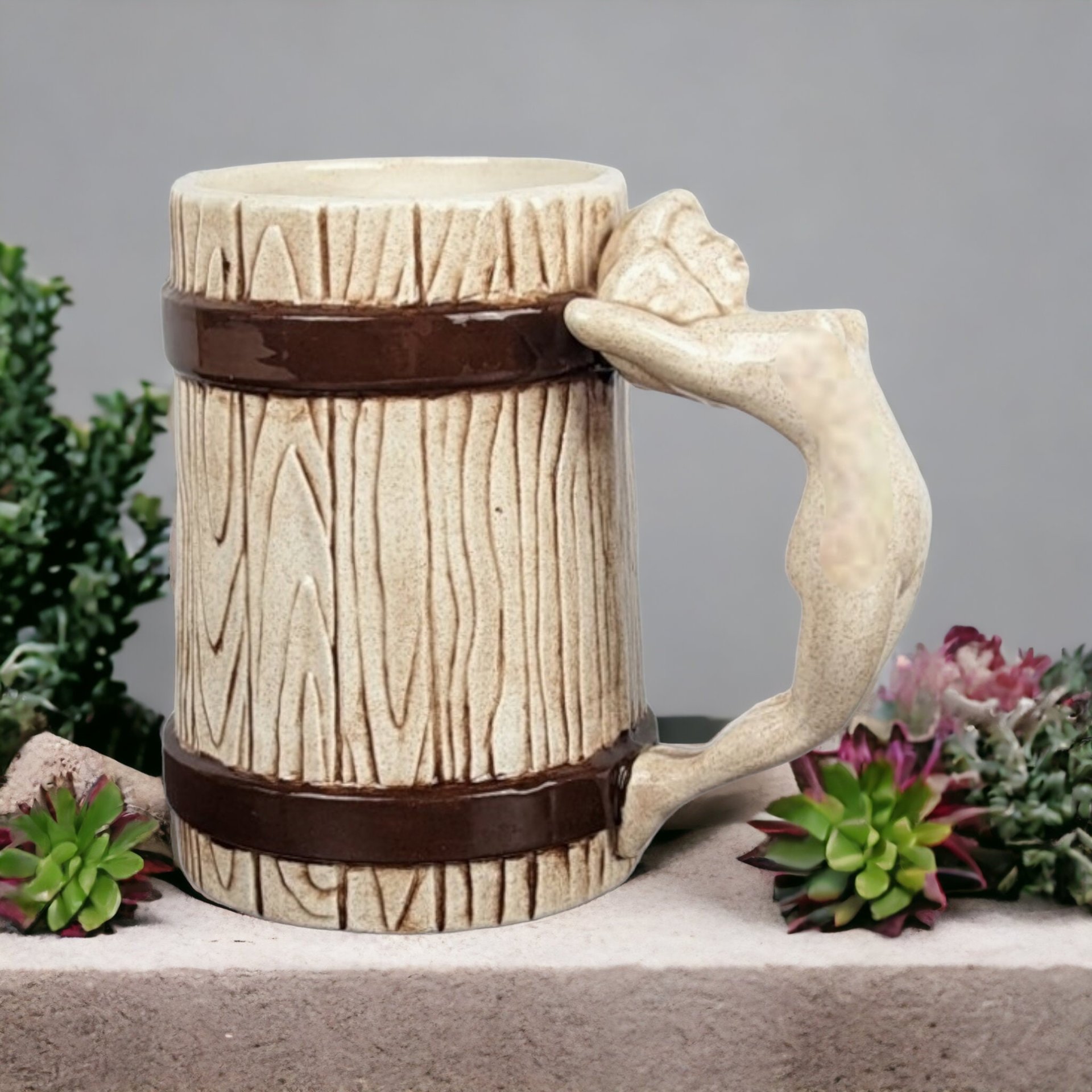 Vintage Ceramic Mug with Female Form Handle