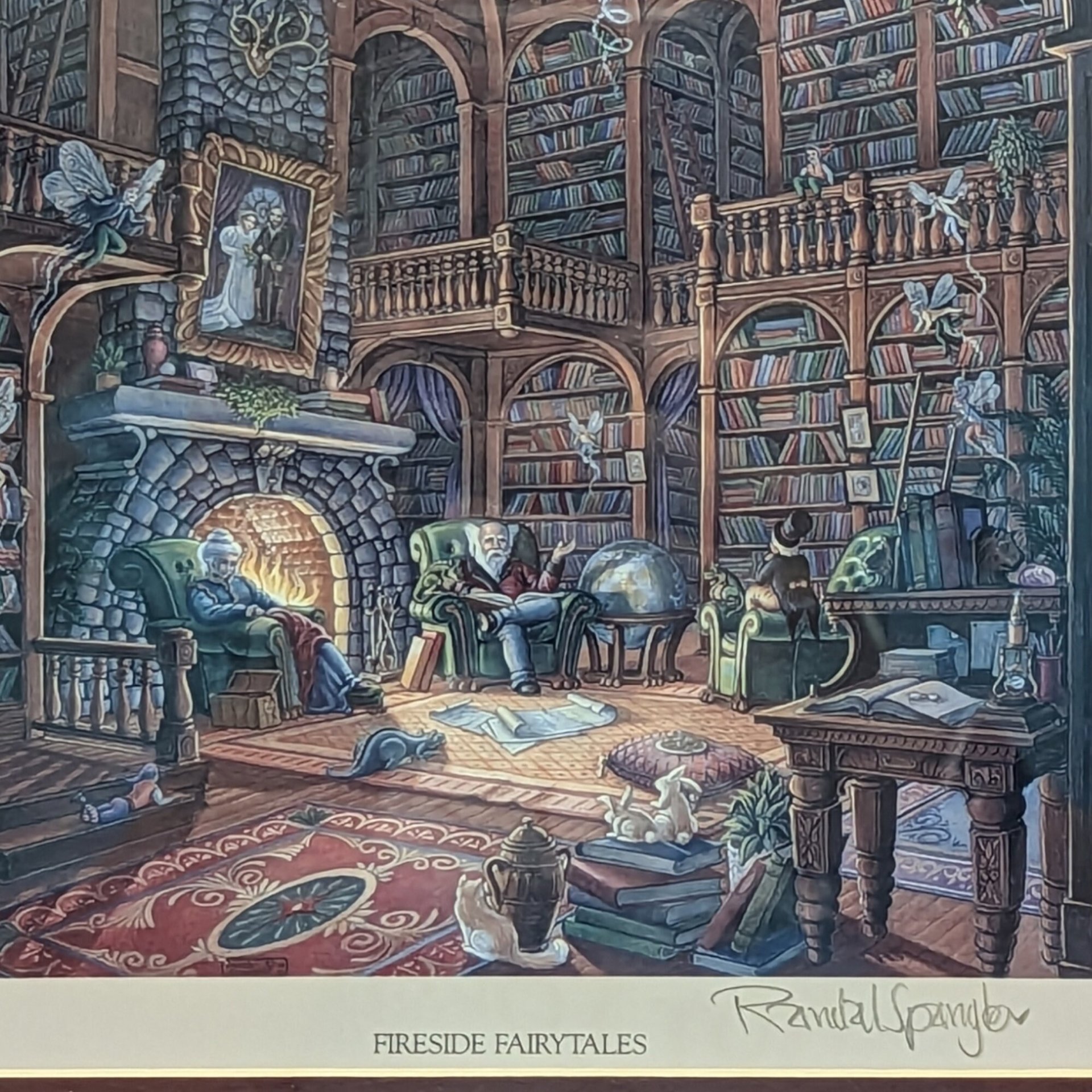 1993 Fireside Fairytales Signed Print by Randal Spangler | Unframed Vintage Artwork | Collectible Fairy Tale Decor | Whimsical Home Wall Art