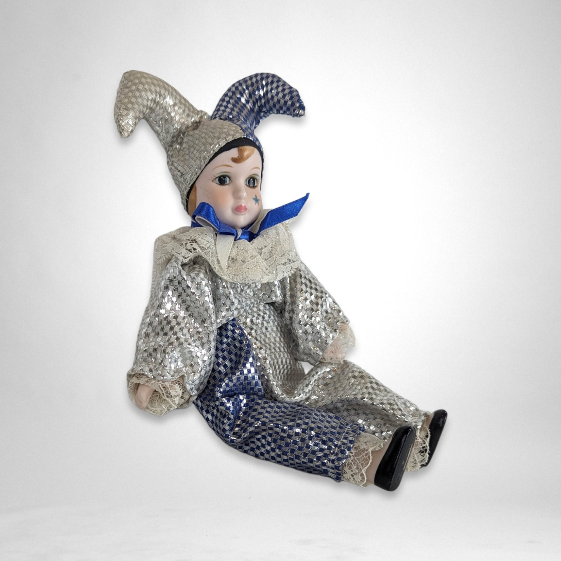Vintage Harlequin Jester Doll
