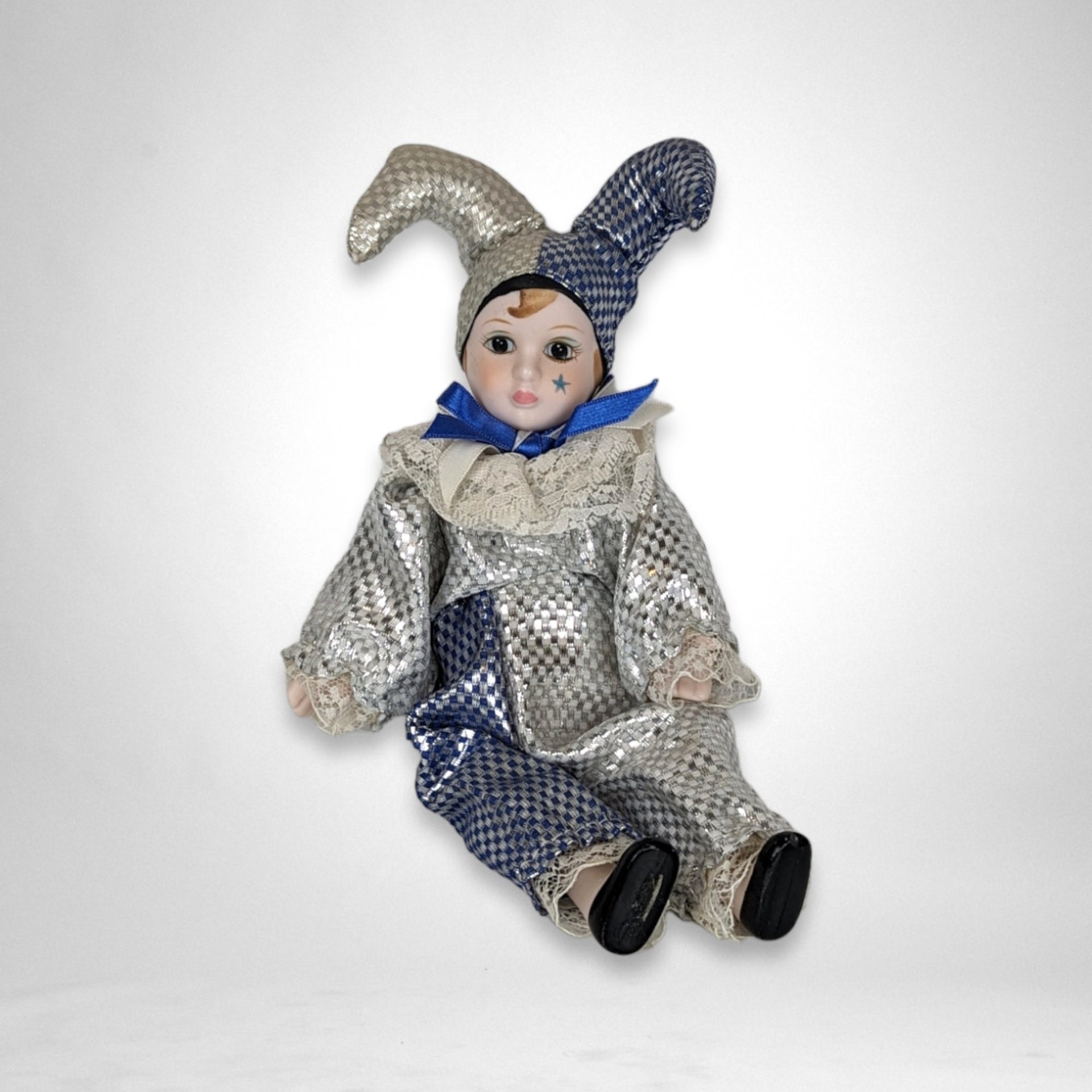 Vintage Harlequin Jester Doll
