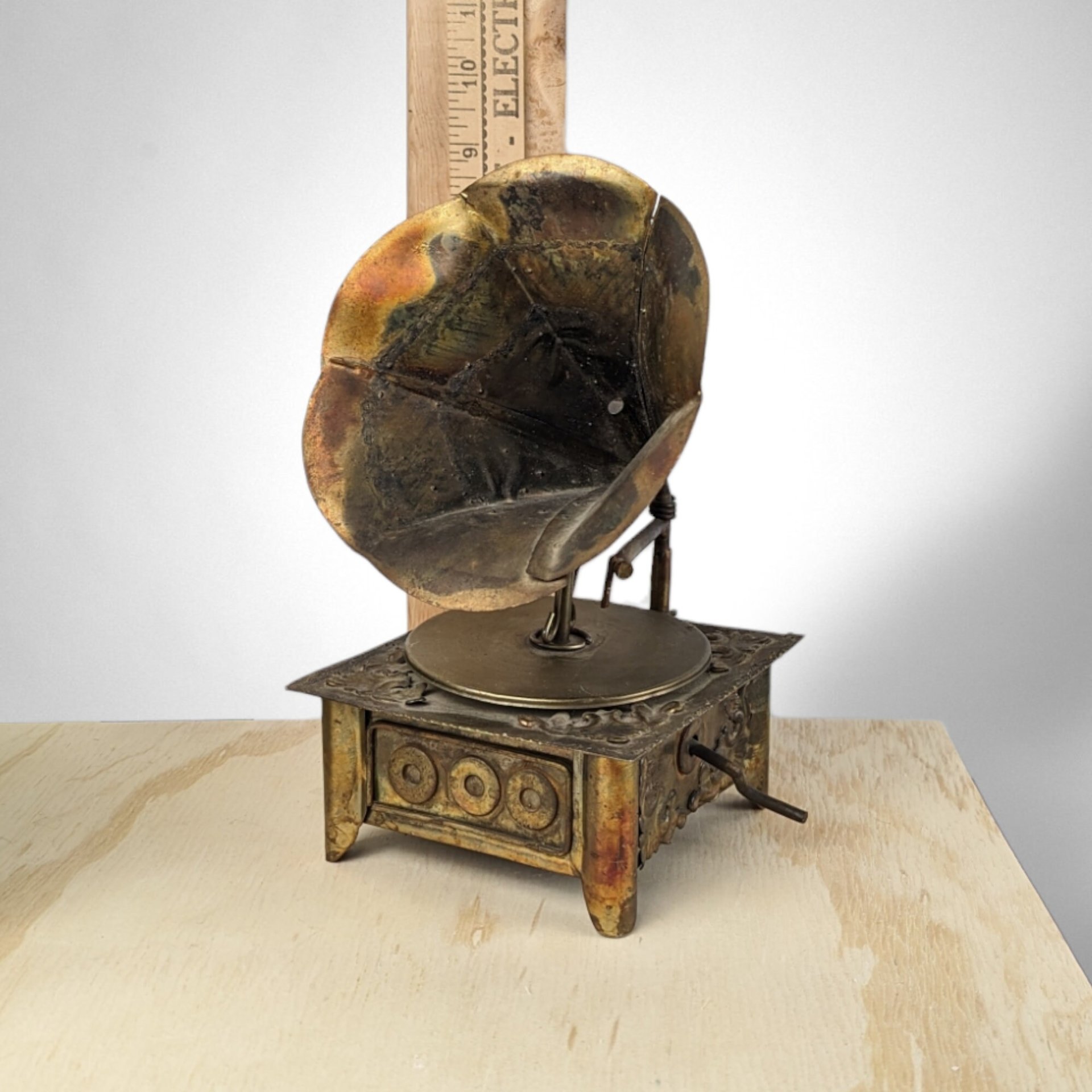 Vintage Metal Gramophone Music Box