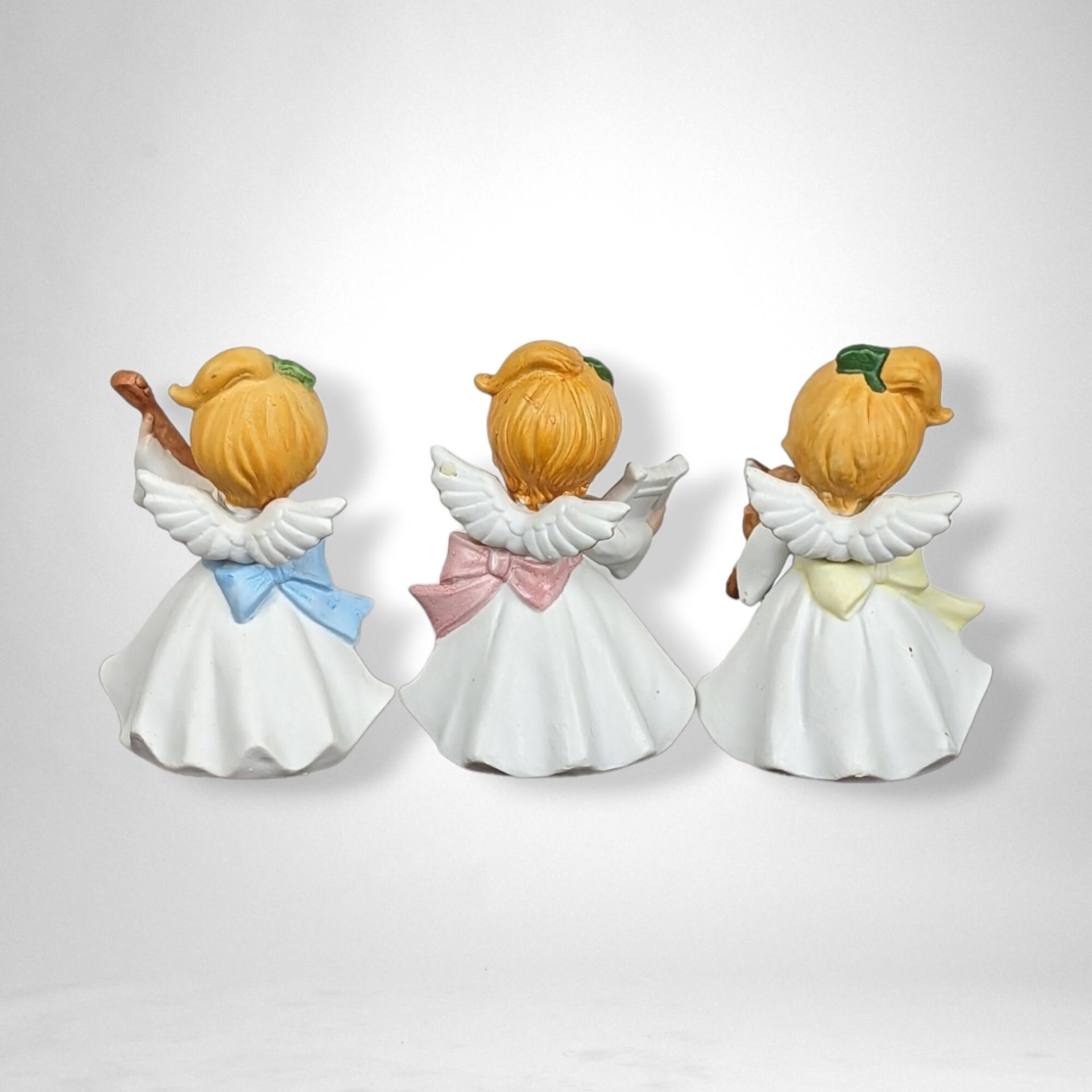 Set of 3 Ceramic Homco Angels with Instruments - Collectible Musician Figurines